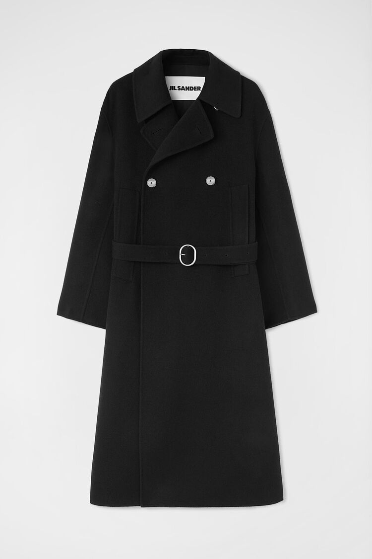 Jil Sander o1mt1gz0625 Double-Breasted Coat in Black Size US M / EU 48-50 / 2 - 1 Thumbnail
