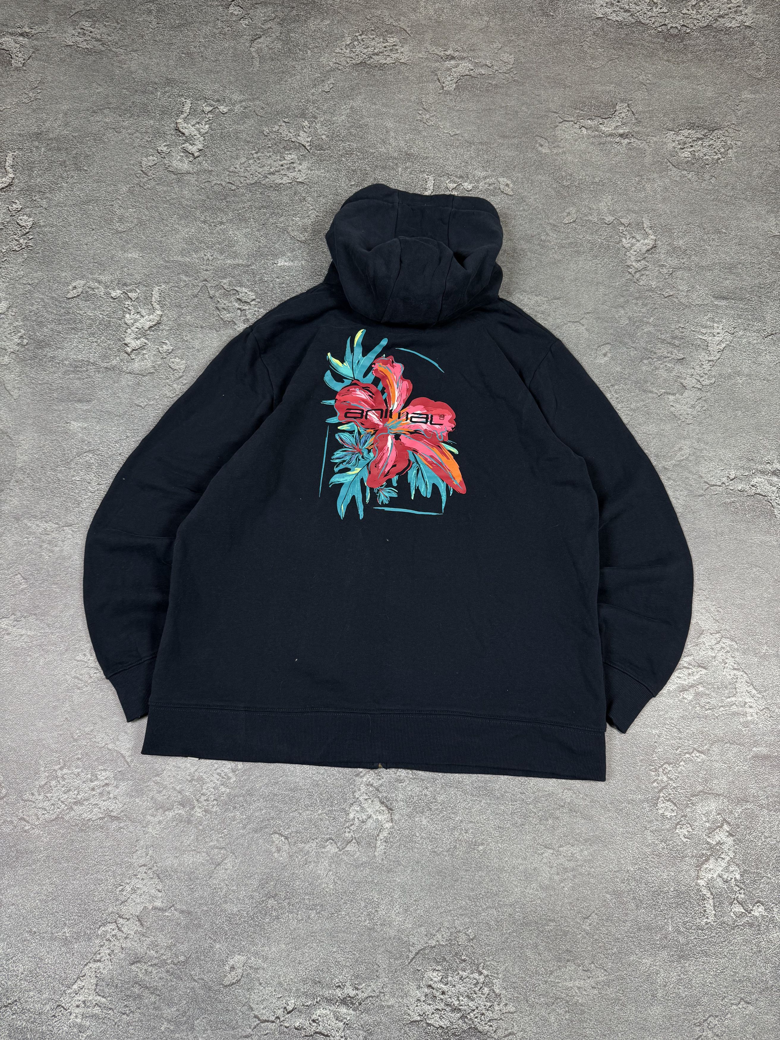 Quiksilver Y2K Animal Floral Zip Up Navy Surf Style Hoodie Size XL / US 12-14 / IT 48-50 - 7 Thumbnail
