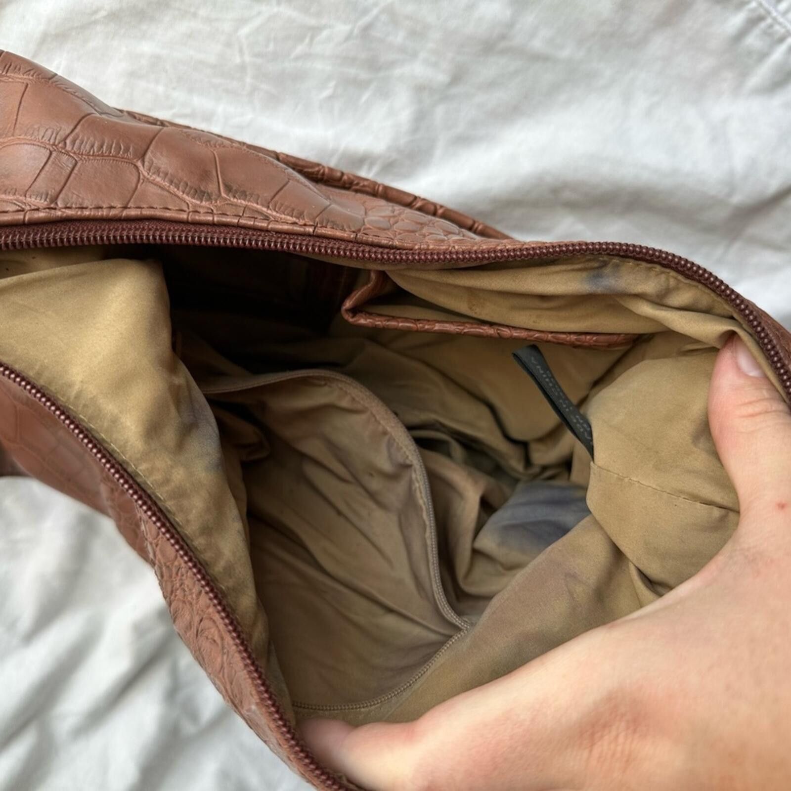 Other Brown Eco Croc Embossed Backpack Purse with Silver Accent Size ONE SIZE - 5 Thumbnail