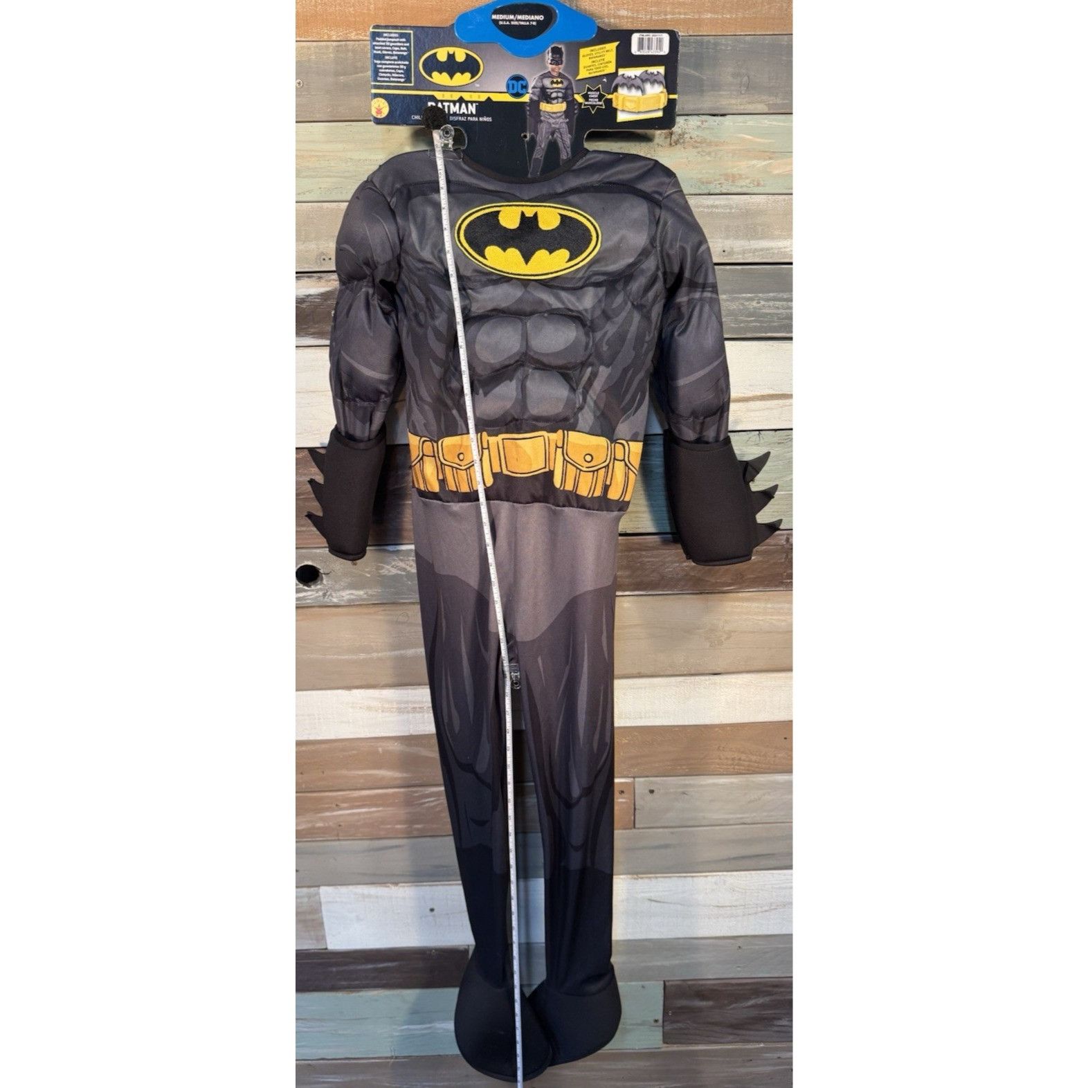 DC DC BATMAN Boys Jumpsuit, Cape, Mask, Boot Tops & Gloves Hall Size ONE SIZE - 12 Thumbnail