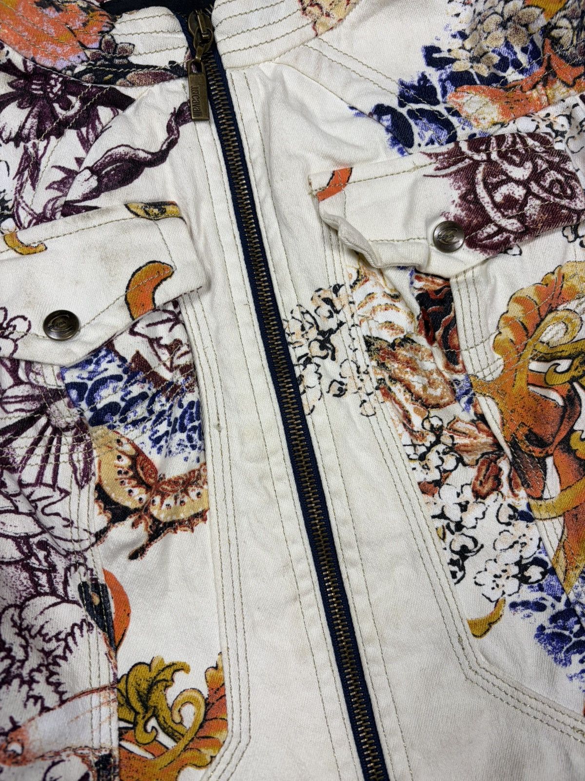 Just Cavalli 2000s Just Cavalli Roberto Multi Print Jeans Jacket Denim Size XS / US 0-2 / IT 36-38 - 8 Thumbnail