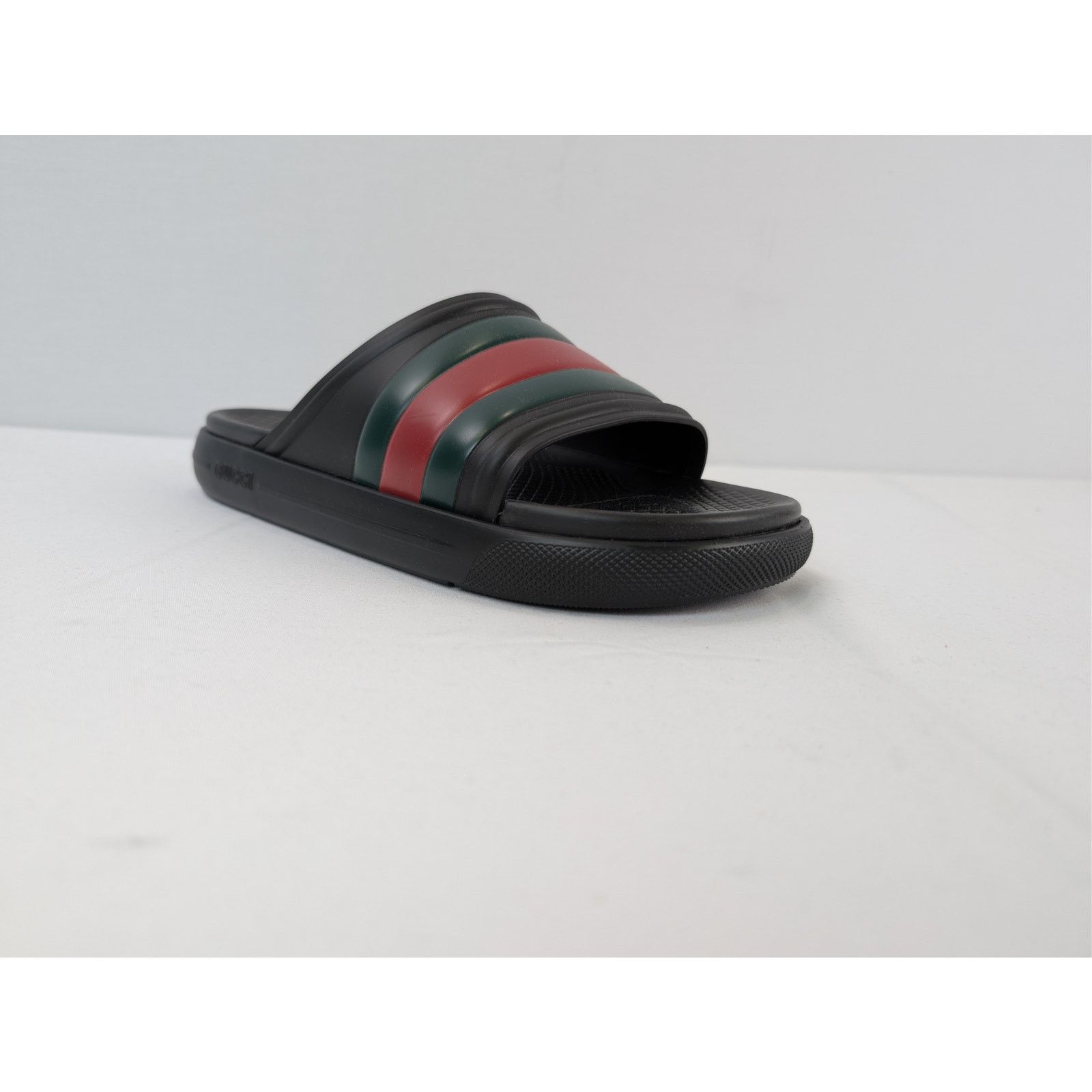 Gucci o1rshd1 Men's Web Slide Sandal Slipper with signature green Size US 11.5 / EU 44-45 - 2 Thumbnail