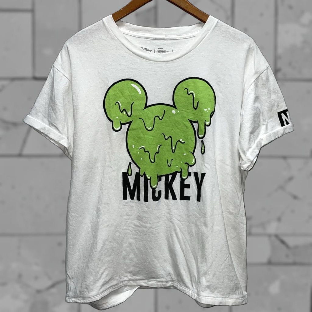 Disney NEFF Disney Slimed Mickey Mouse 100% Cotton Graphic Tee unisex Size L White | Mickey Mouse Shirt T-Shirt Mens Womens Size US L / EU 52-54 / 3 - 1 Thumbnail