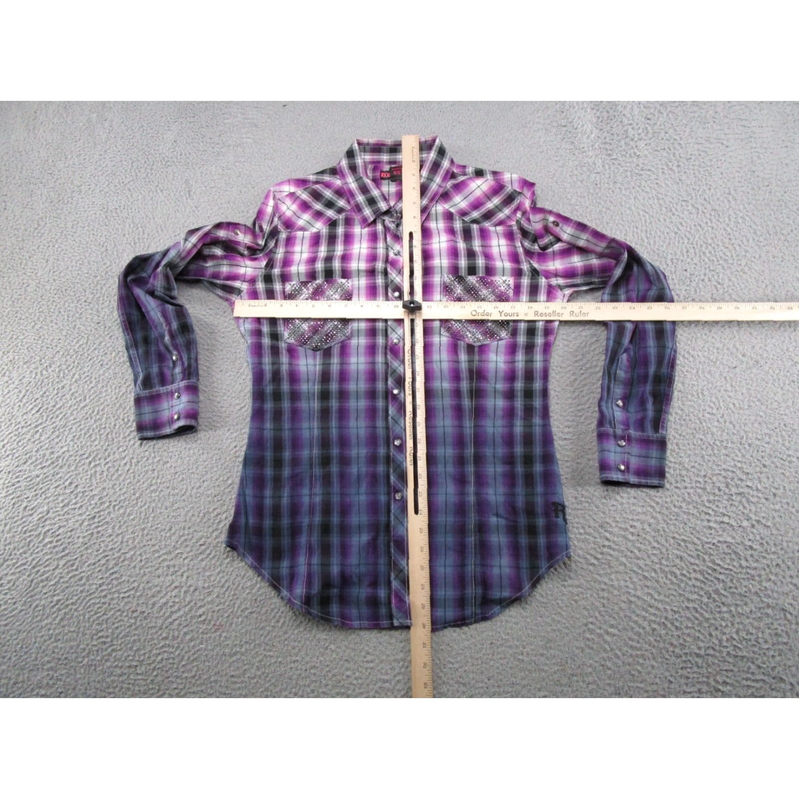 Vintage Rock&Roll Cowgirl Shirt Western Rhinestones Button-Up Size M Purple Read Read? Size M / US 6-8 / IT 42-44 - 6 Thumbnail
