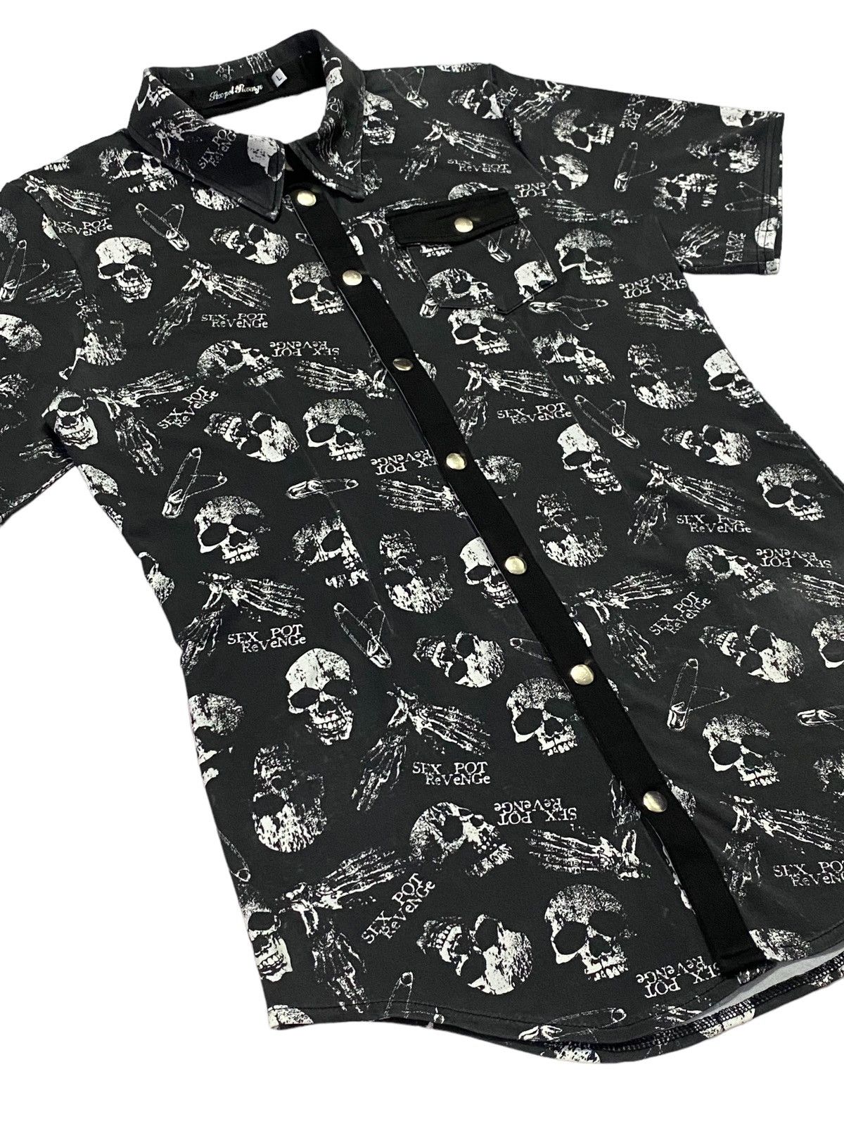 Sex Pot ReVeNGe Sex Pot Revenge Skull Full Print Stretch Shirt Snep Button Size US L / EU 52-54 / 3 - 18 Thumbnail