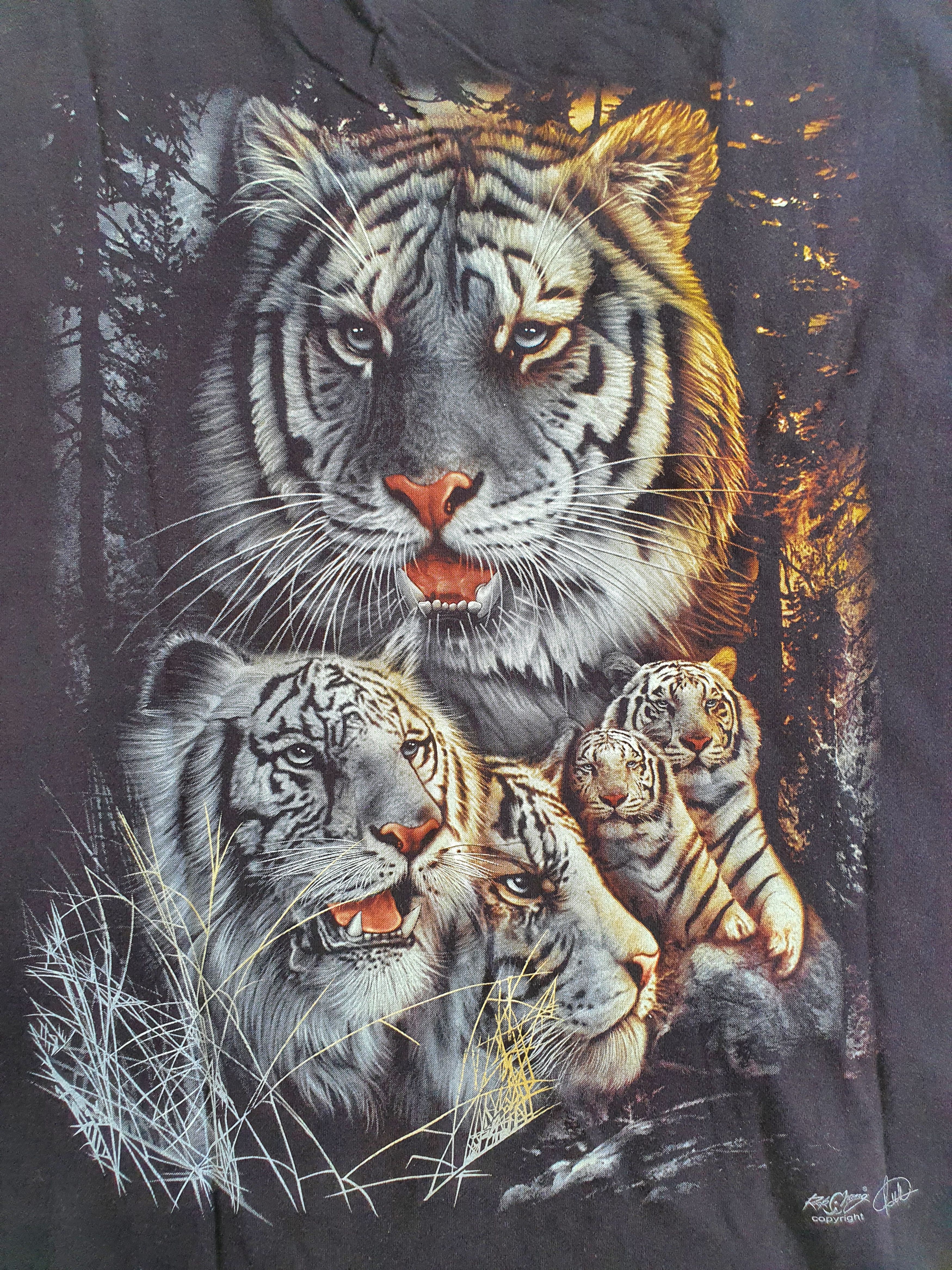 Vintage ROCK CHANG - Graphic T-Shirt (White Tigers) - XXXL 3XL Size US XXL / EU 58 / 5 - 5 Thumbnail