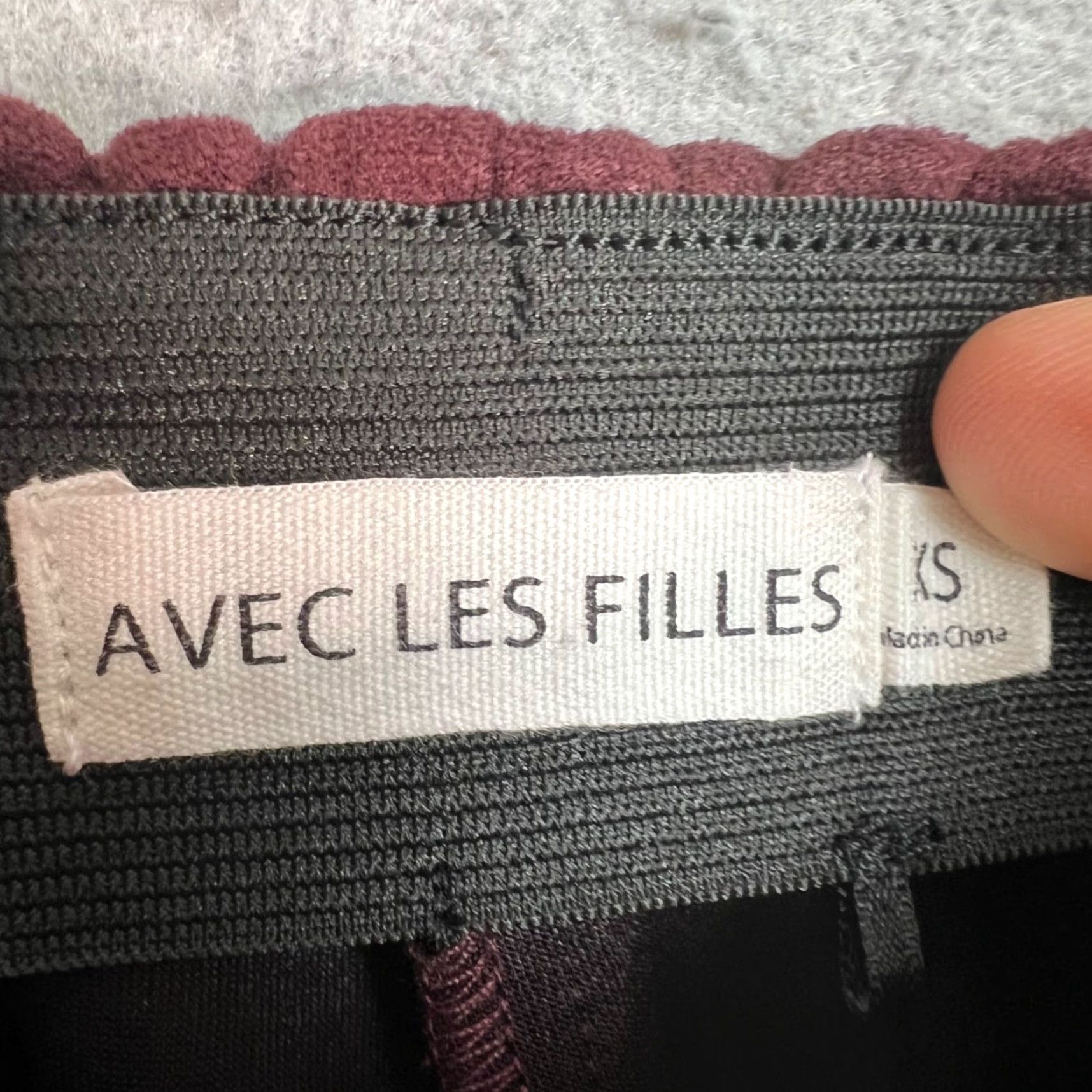 AVEC LES FILLES Avec Les Filles Womens XS Burgundy Faux Suede Textured Stretch Pants Size 26" / US 2 / IT 38 - 3 Thumbnail