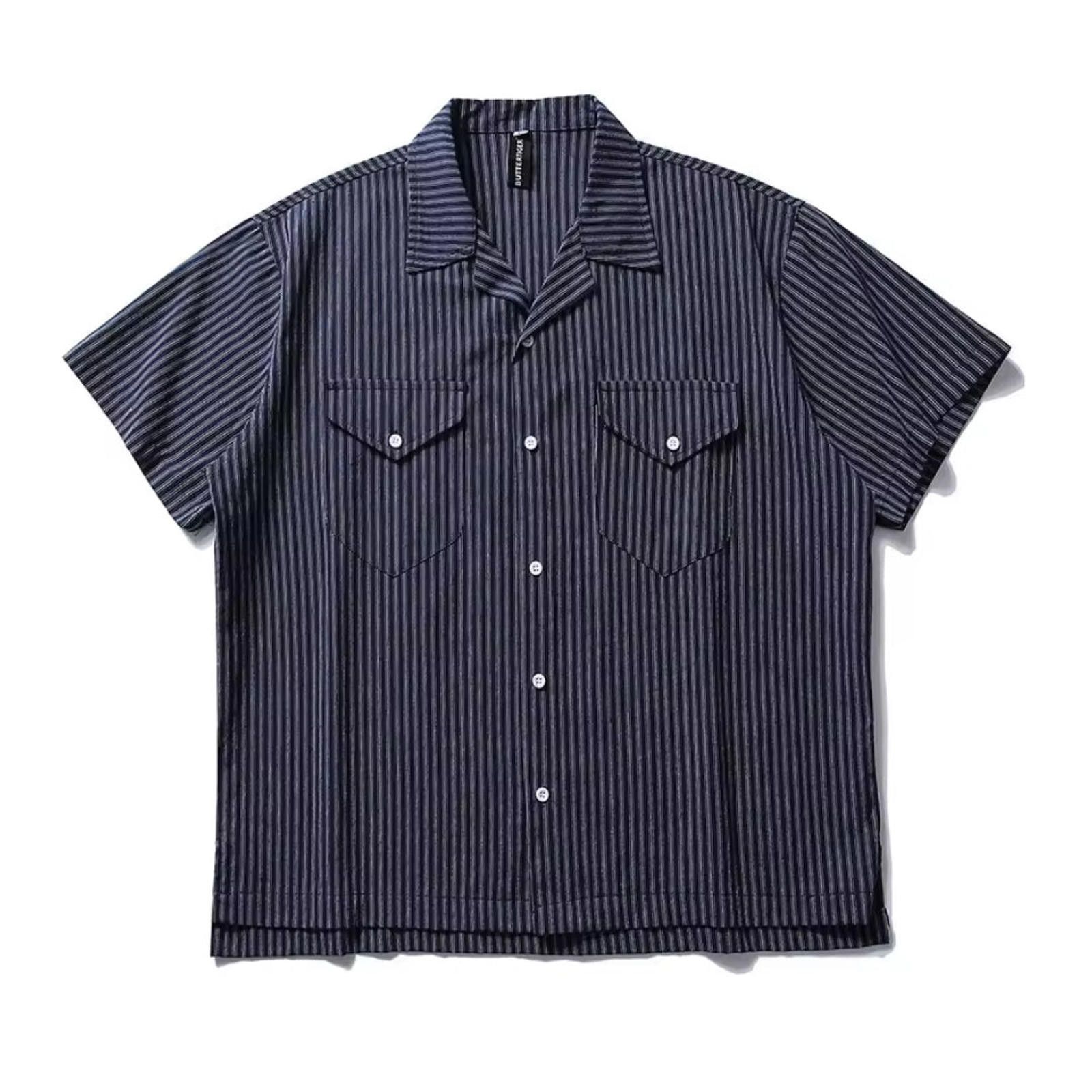 Vintage Striped Short Sleeve Button-Up Shirt by Butterfinger Size US M / EU 48-50 / 2 - 1 Thumbnail