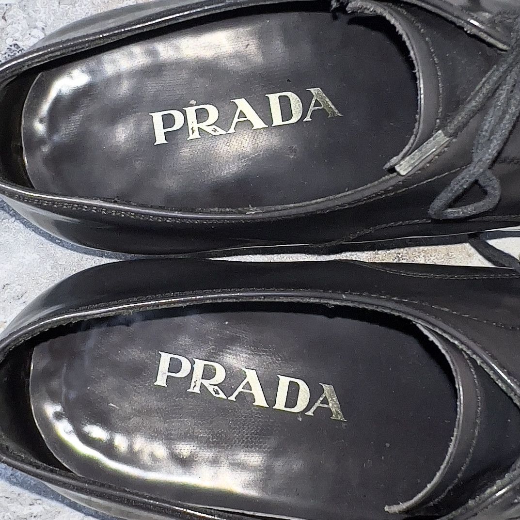 Prada PRADA Dress Derby Lase Up Graphite Patent Leather Size US 8 / EU 41 - 10 Thumbnail