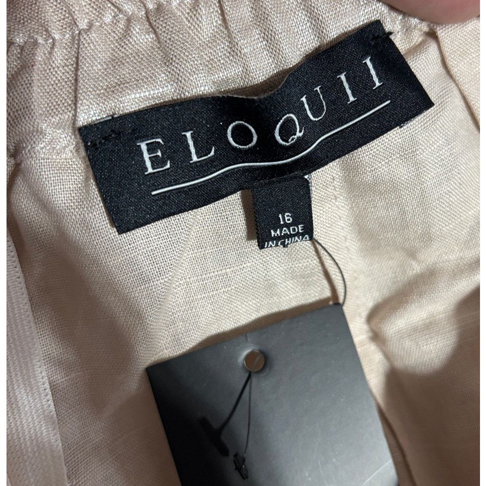 Other PLUS Size 16 | Pink Blush Shimmer Linen Skirt | ELOQUII Size 38" / US 16 / IT 52 - 3 Thumbnail