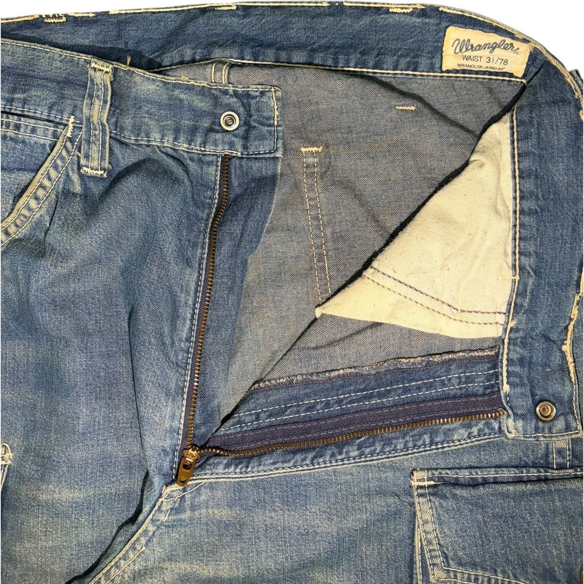 Wrangler Vintage Wrangler Blue Wash Cargo Distress Baggy Jeans Size US 28 / EU 44 - 5 Thumbnail
