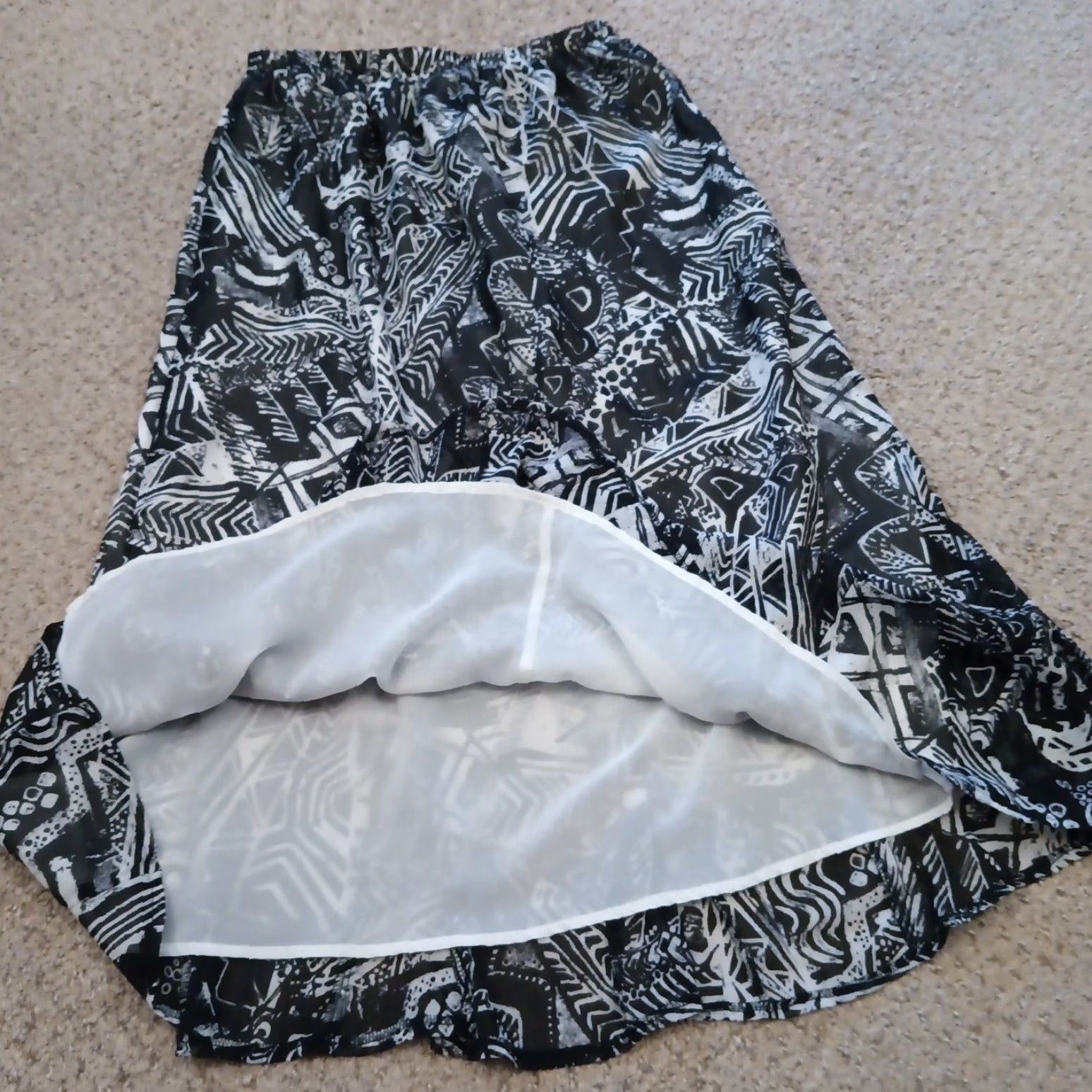 Vintage BonWorth Skirt Long Maxi Gray Geometric Pull On Lined Polyester Small Size 28" / US 6 / IT 42 - 7 Thumbnail