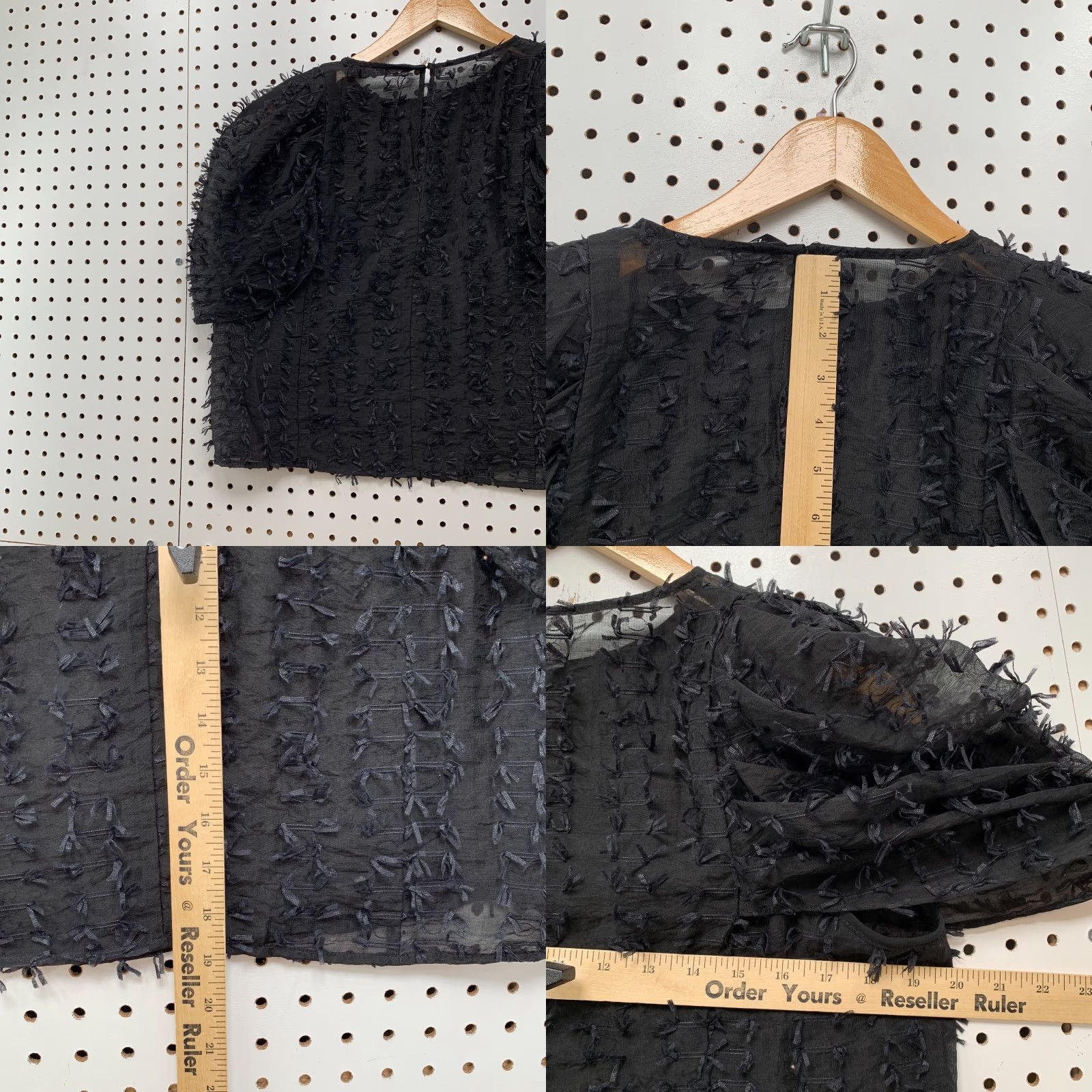 Zara Zara Top Ruffle Feathered Sheer Fluff Short Sleeve XS 20x19 Womens Size XS / US 0-2 / IT 36-38 - 9 Thumbnail
