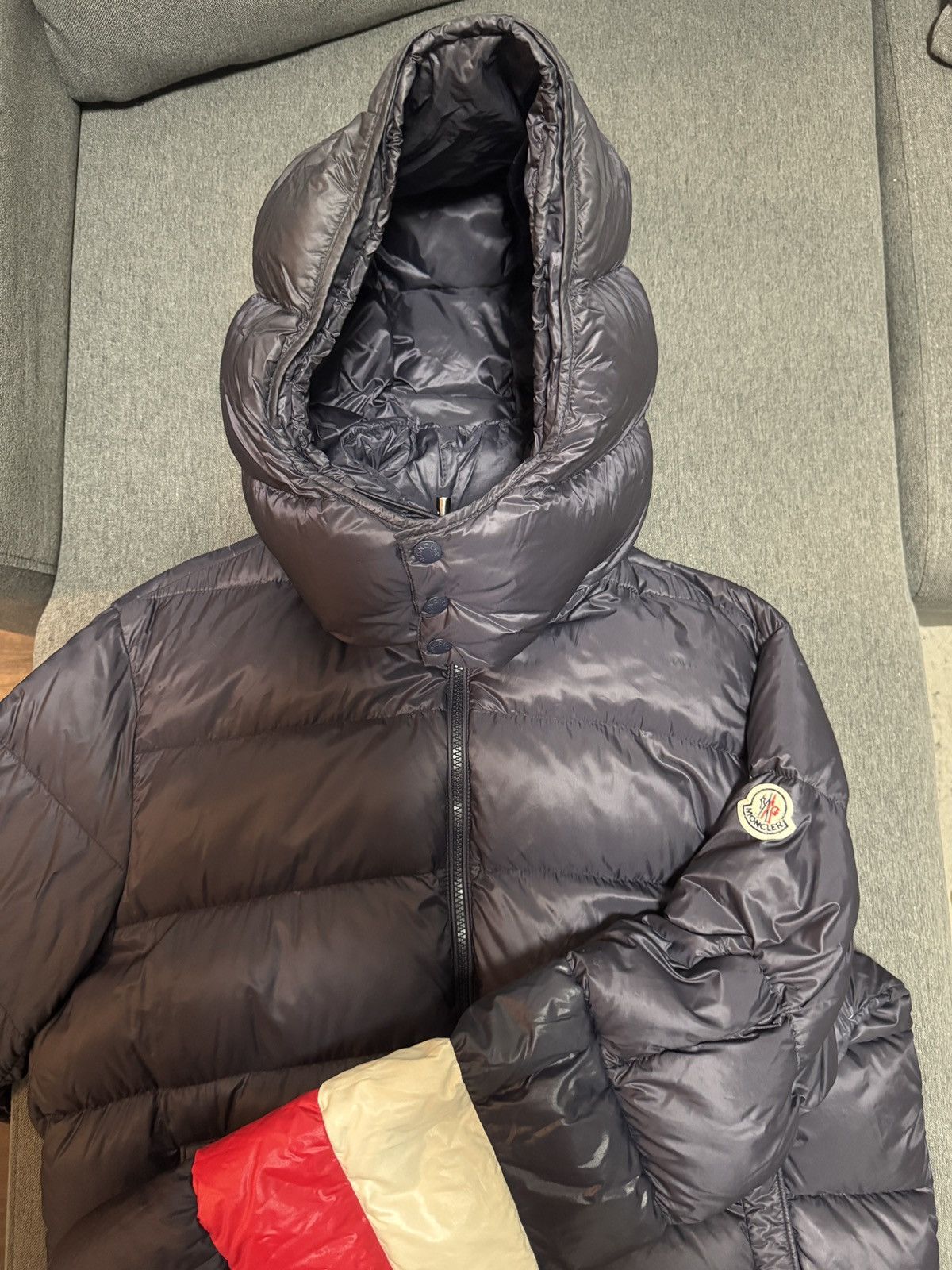 Moncler Navy/ Dark Blue Willm Striped Puffer Jacket Size US XL / EU 56 / 4 - 6 Thumbnail