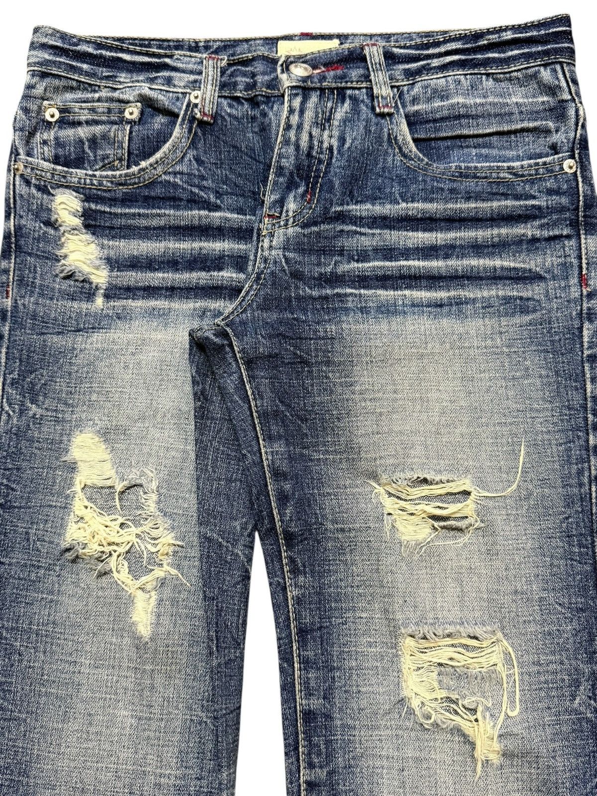 KMRii Vintage Japanese Brand Faded Thunder Wash Distress Loose Fit Size US 30 / EU 46 - 4 Thumbnail