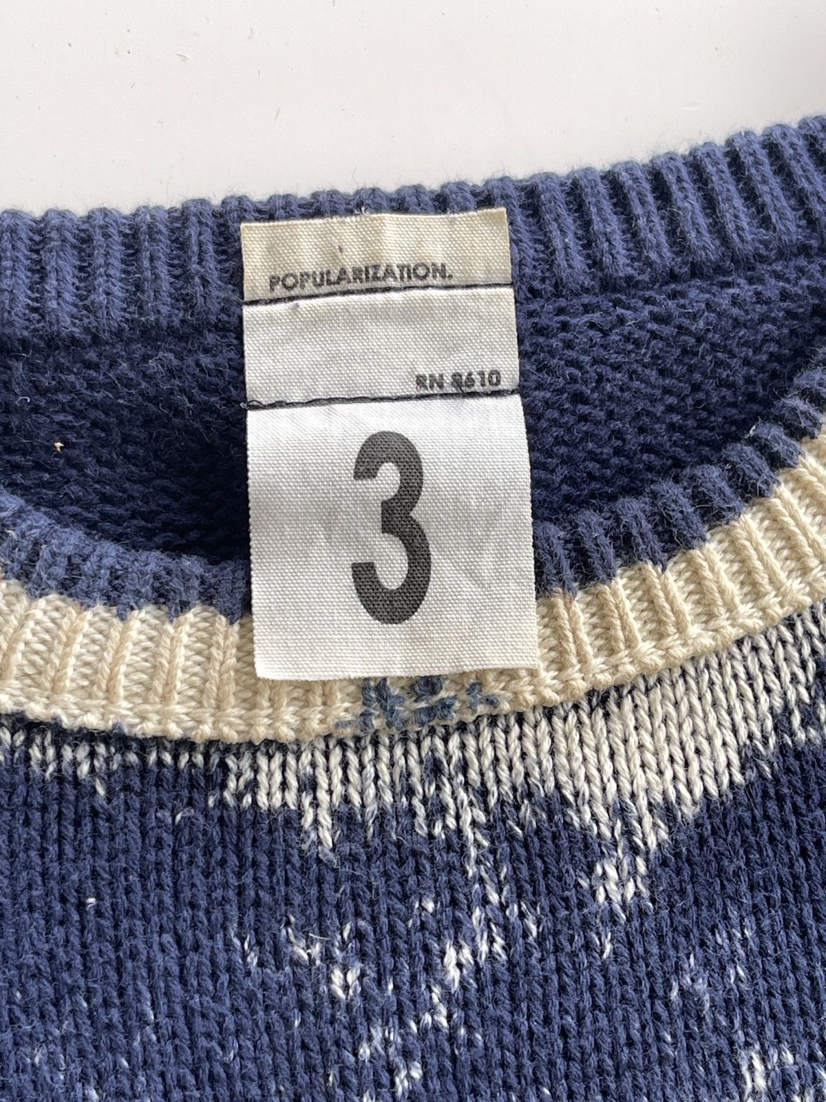 Japanese Brand POPULARIZATION Printed Indigo Knitted Pullover Sweater Size US M / EU 48-50 / 2 - 15 Thumbnail