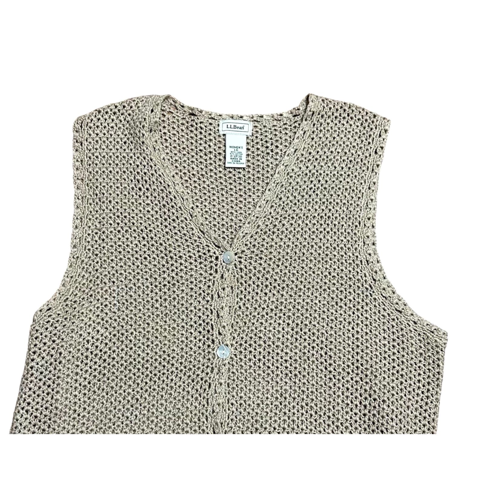 Vintage VINTAGE L.L. Bean Women's Crocheted Vest Brown Knit Open-Knit Bohemian Sz Large 90's Y2K Sleeveless Regular Womens Size L / US 10 / IT 46 - 5 Thumbnail