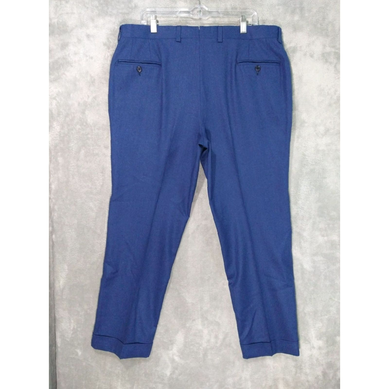 David Donahue David Donahue Dress Pants 38 x 29 Blue Wool Flat Front Cuffed Men’s Regular Size 38 Size US 38 / EU 54 - 2 Thumbnail