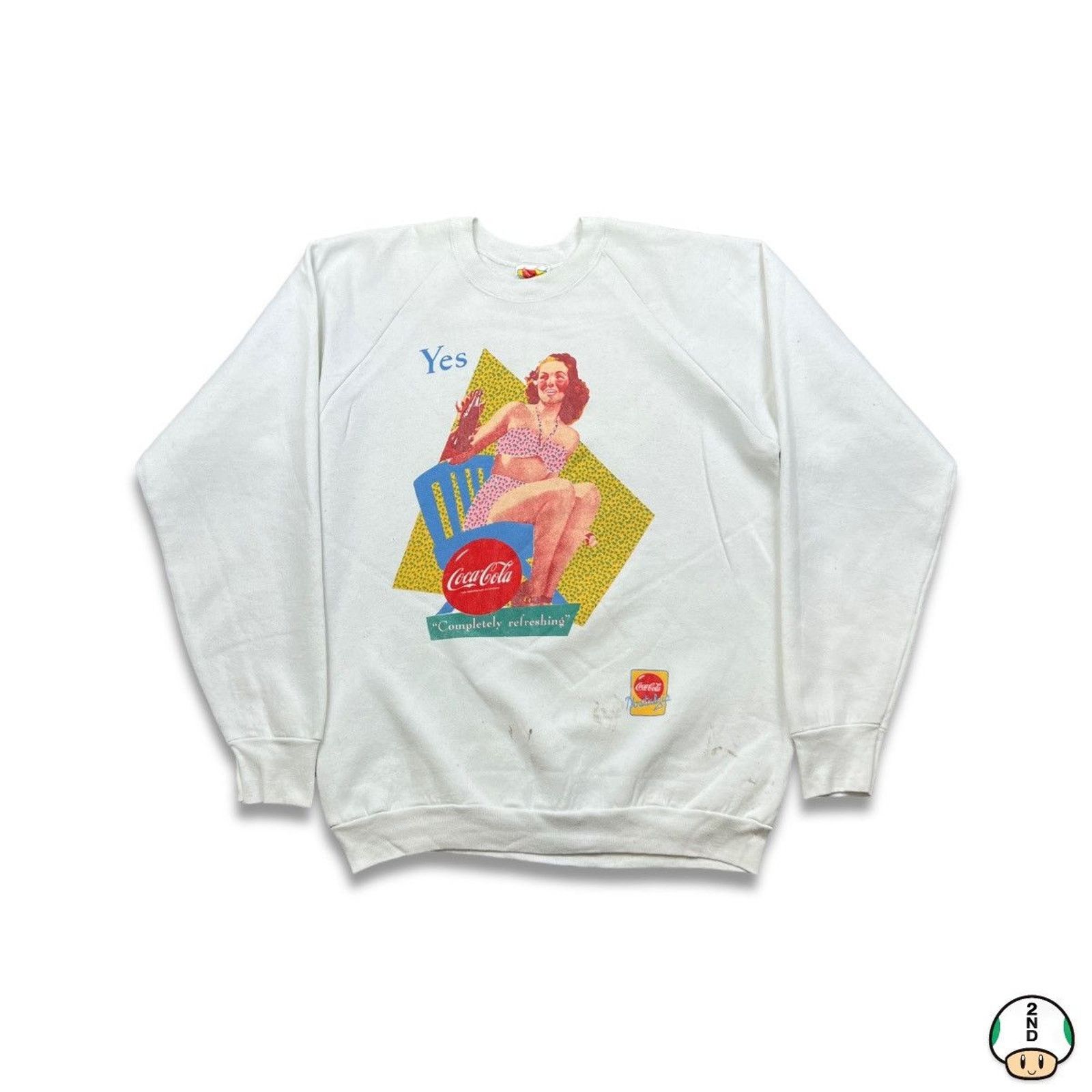 Coca Cola × Vintage Vintage Coca Cola Beach Girl Sweatshirt Retro 90s Pullover Size US XL / EU 56 / 4 - 1 Thumbnail