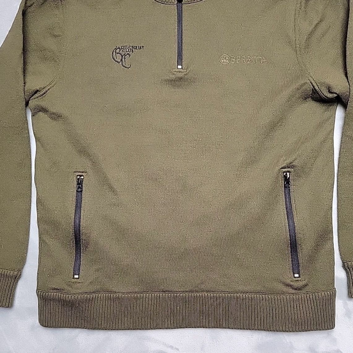 Vintage Berretta Sweater Men M Green Wool Blend Lined 1/4 Zip Knit Jacket Made in Italy Shirt Adult Medium Green Knit Wool Blend 1/4 Zip Mens Size US M / EU 48-50 / 2 - 2 Thumbnail