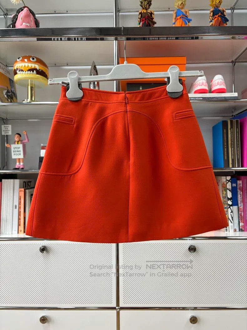 Dior Dior Orange-red silk wool short skirt Size 42" / US 20 - 3 Thumbnail