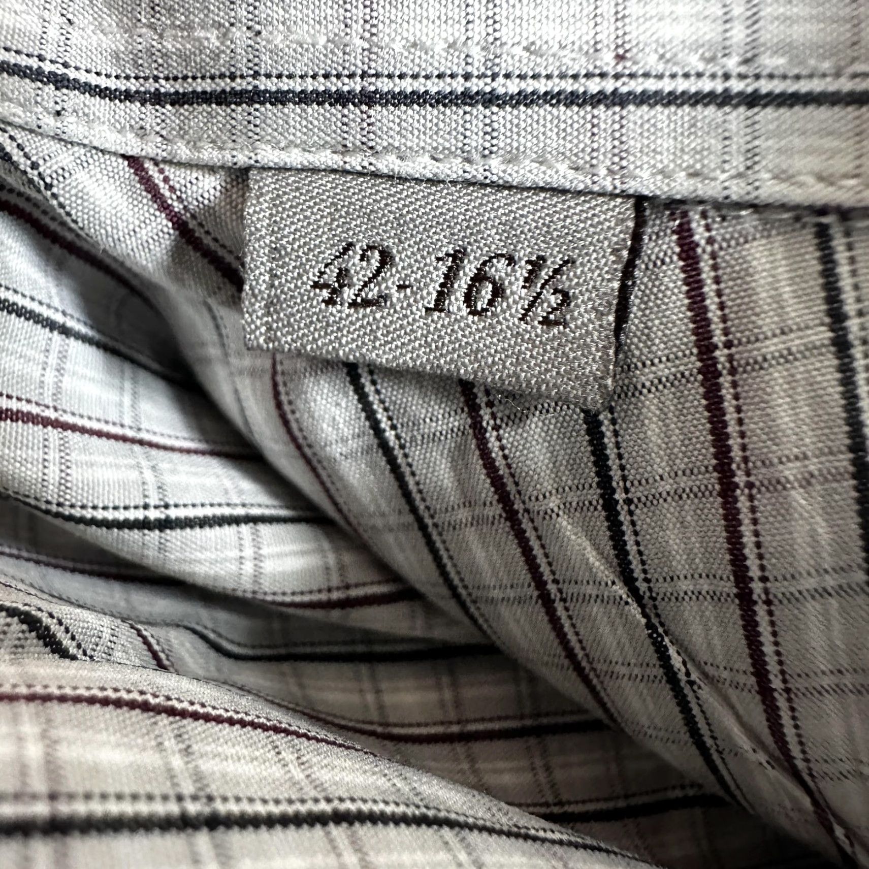 Canali Canali Dress Shirt Mens 42 16.5 Gray Check Spread Collar Long Sleeve Mens Size 46R - 3 Thumbnail