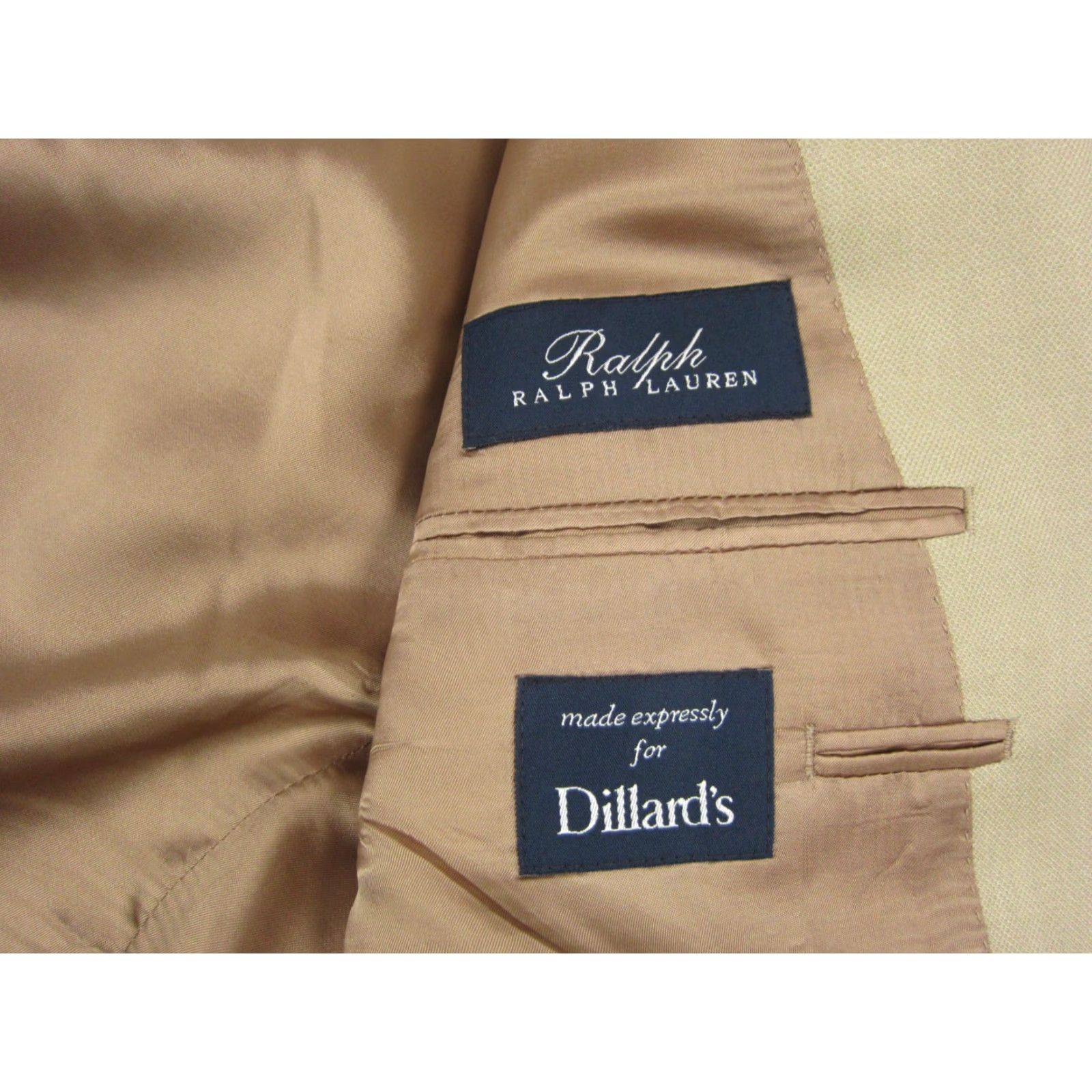 Ralph Lauren Ralph Lauren Jacket Blazer Mens 42 R Beige Silk Blazer Notch Lapel Single-Breasted 80s 90s Vintage (Used) Size 42R - 7 Thumbnail