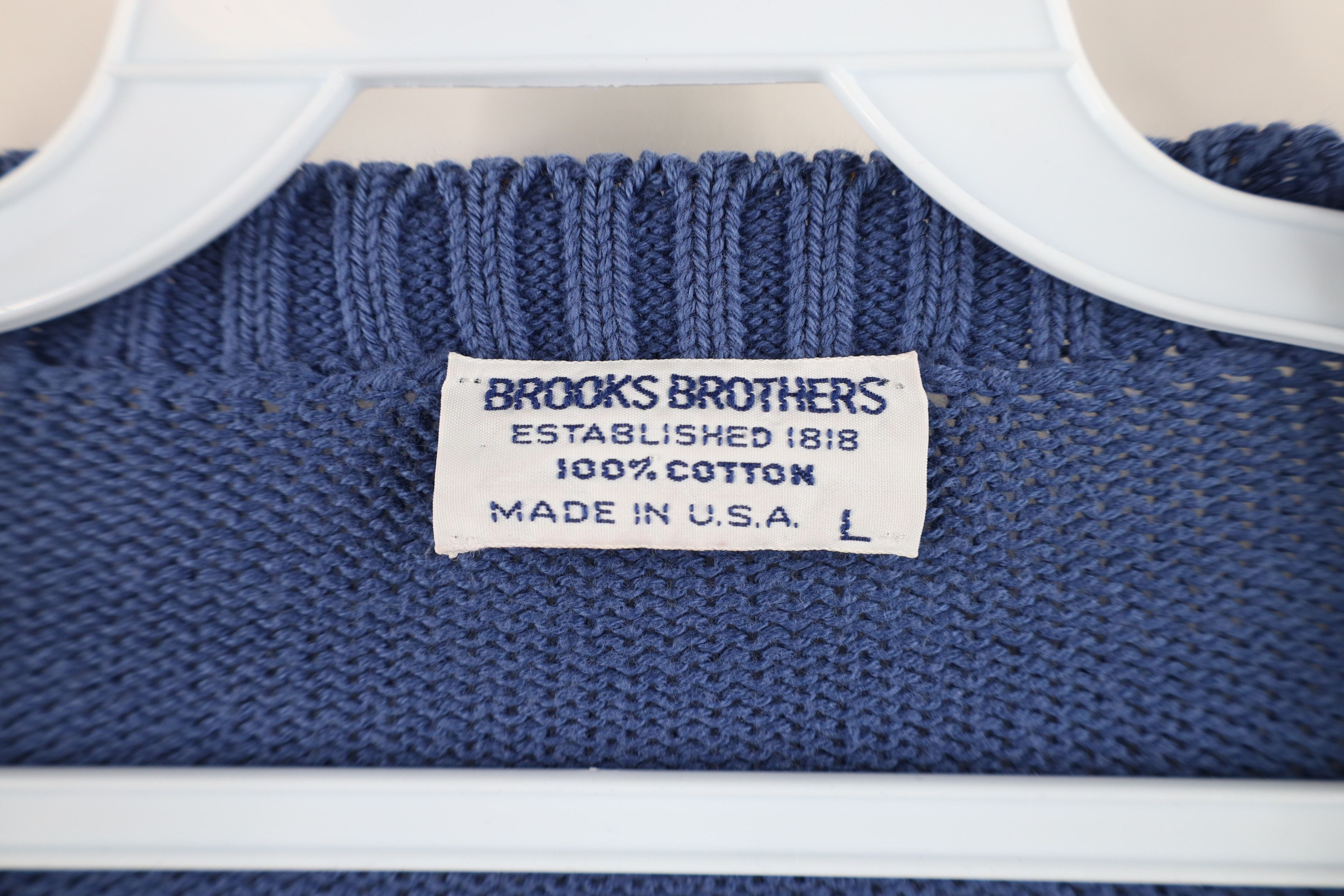 Brooks Brothers × Vintage Vintage 60s Brooks Brothers Cotton Knit Sweater Blue USA Size US L / EU 52-54 / 3 - 8 Thumbnail