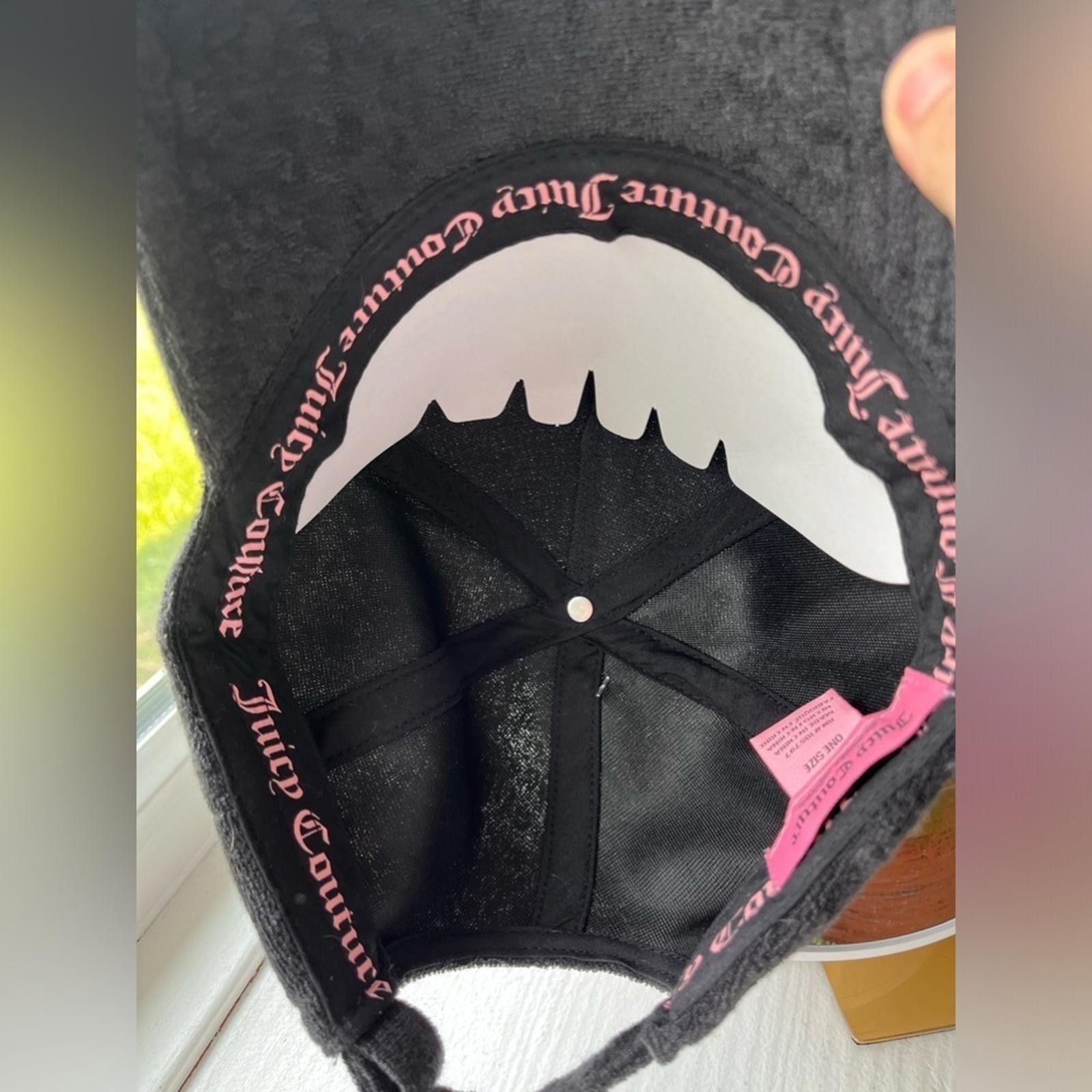 Juicy Couture Jeans Juicy Couture Black Terry Hat Cap Logo w/ Bling Rhinestones Size ONE SIZE - 3 Thumbnail
