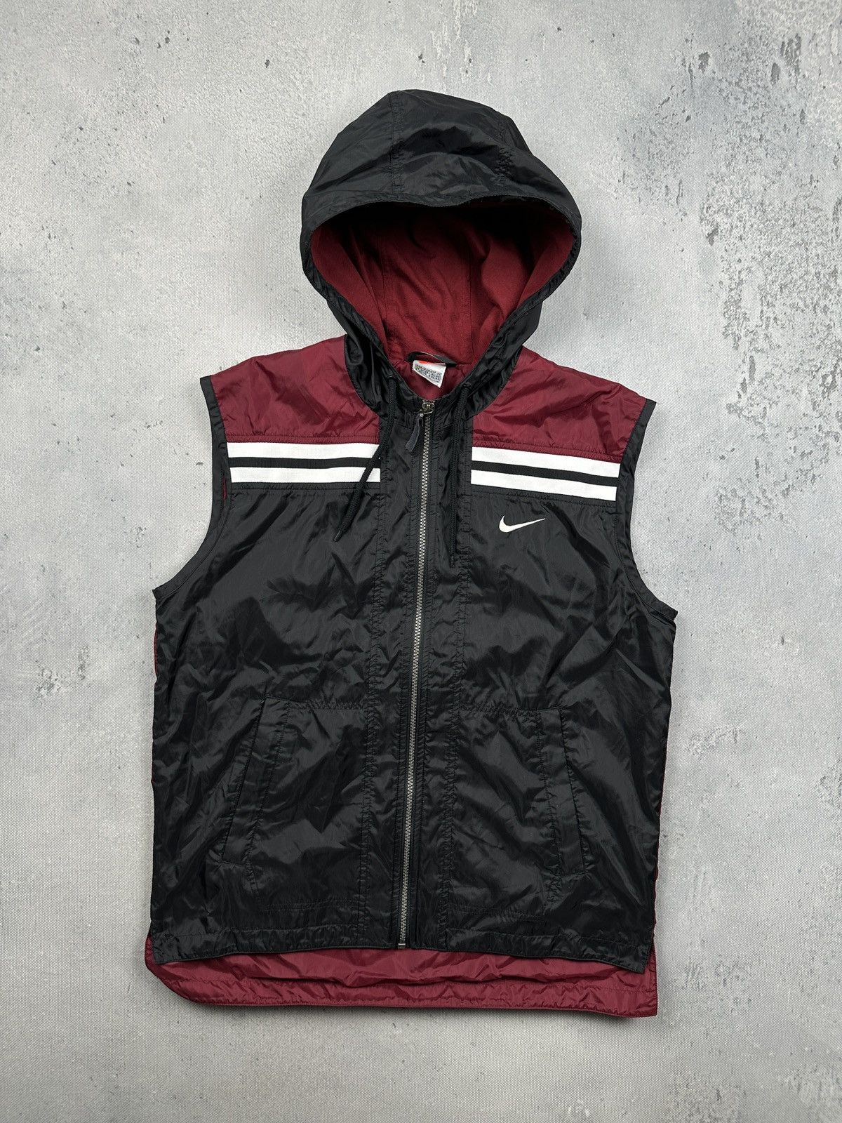Nike Vintage Y2K Nike Swoosh Hooded Windbreaker Vest Black Red Size US XS / EU 42 / 0 - 2 Thumbnail
