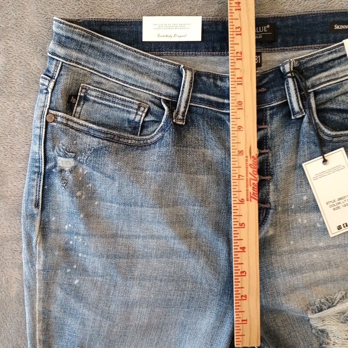 Vintage Judy Blue Jeans Womens 13 Size Skinny Distressed 31x27 Button High Rise New Size 34" / US 12 / IT 48 - 3 Thumbnail