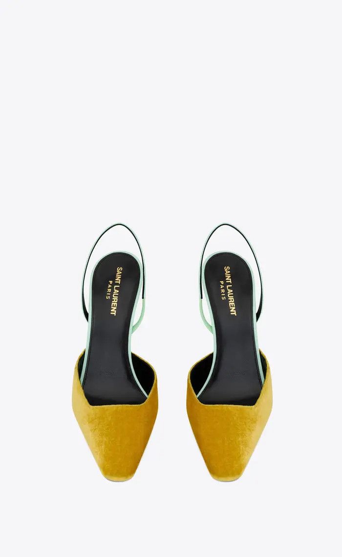 Saint Laurent Paris o1tp1o0125 Blade Slingback Pump in Yellow/Light Green Size US 5 / IT 35 - 3 Thumbnail