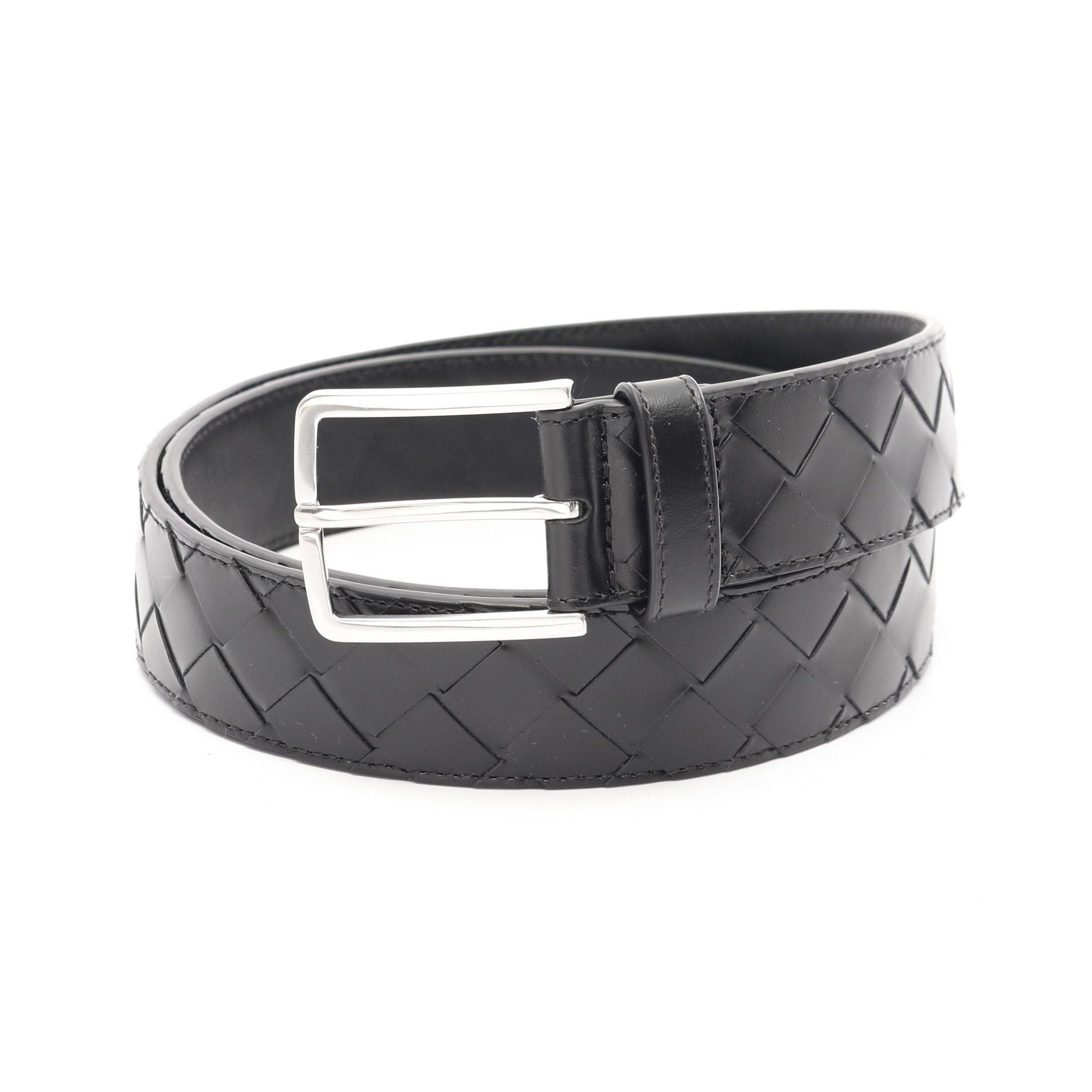 Bottega Veneta Bottega Veneta Intrecciato Belt Leather Black Size ONE SIZE - 1 Thumbnail