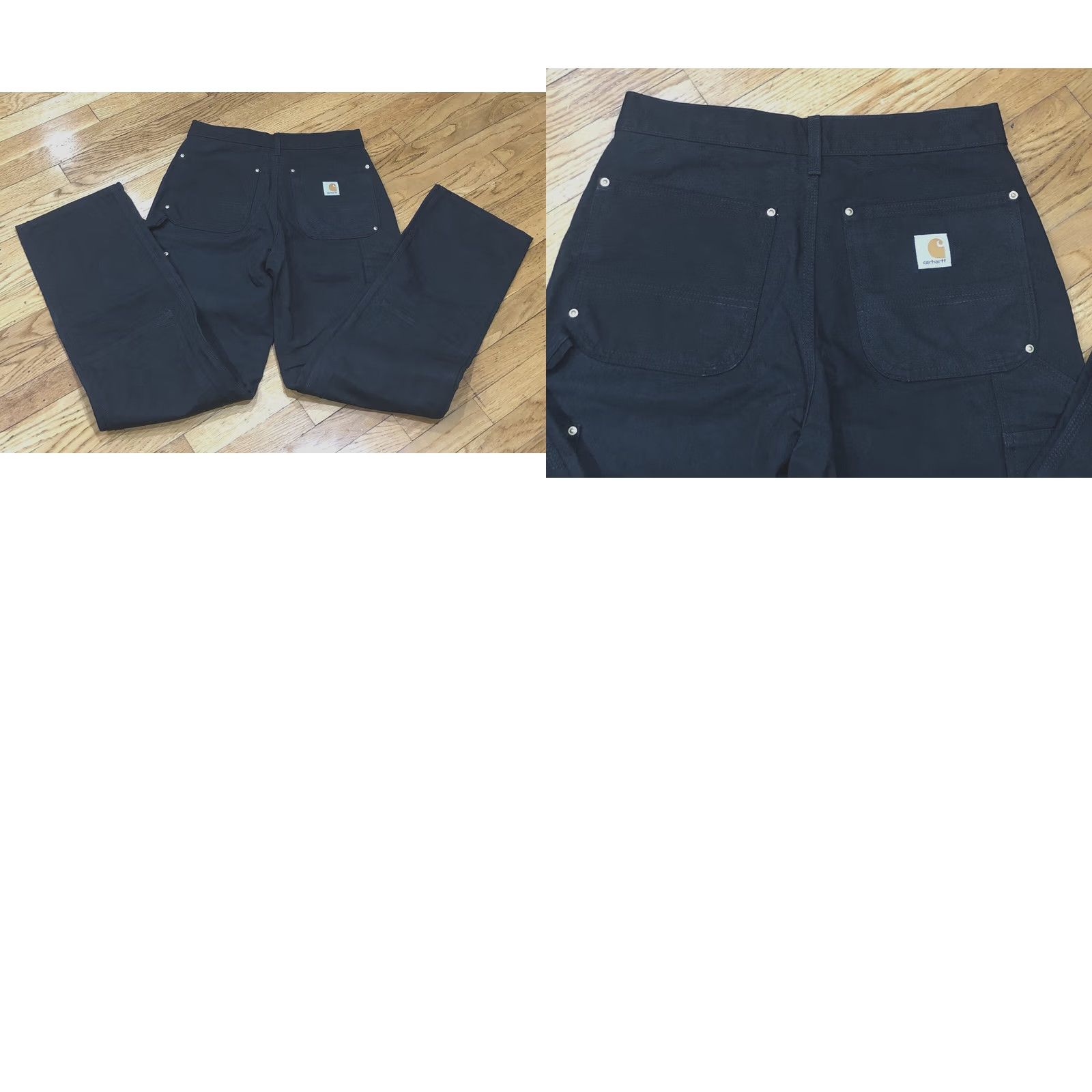 Carhartt VINTAGE Carhartt Carpenter Pants Black 31 x 34 Loose Original Fit 90s Workwear Denim Canvas Straight Leg USA 7 Pocket Double Knee Size US 31 - 9 Thumbnail