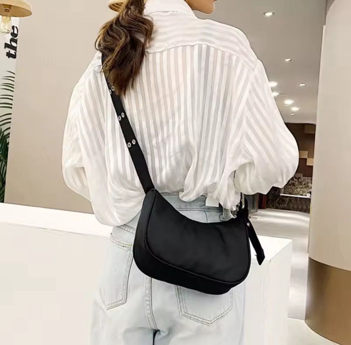Japanese Brand Casual Shoulder Bags For Women Black Waterproof Size ONE SIZE - 4 Thumbnail