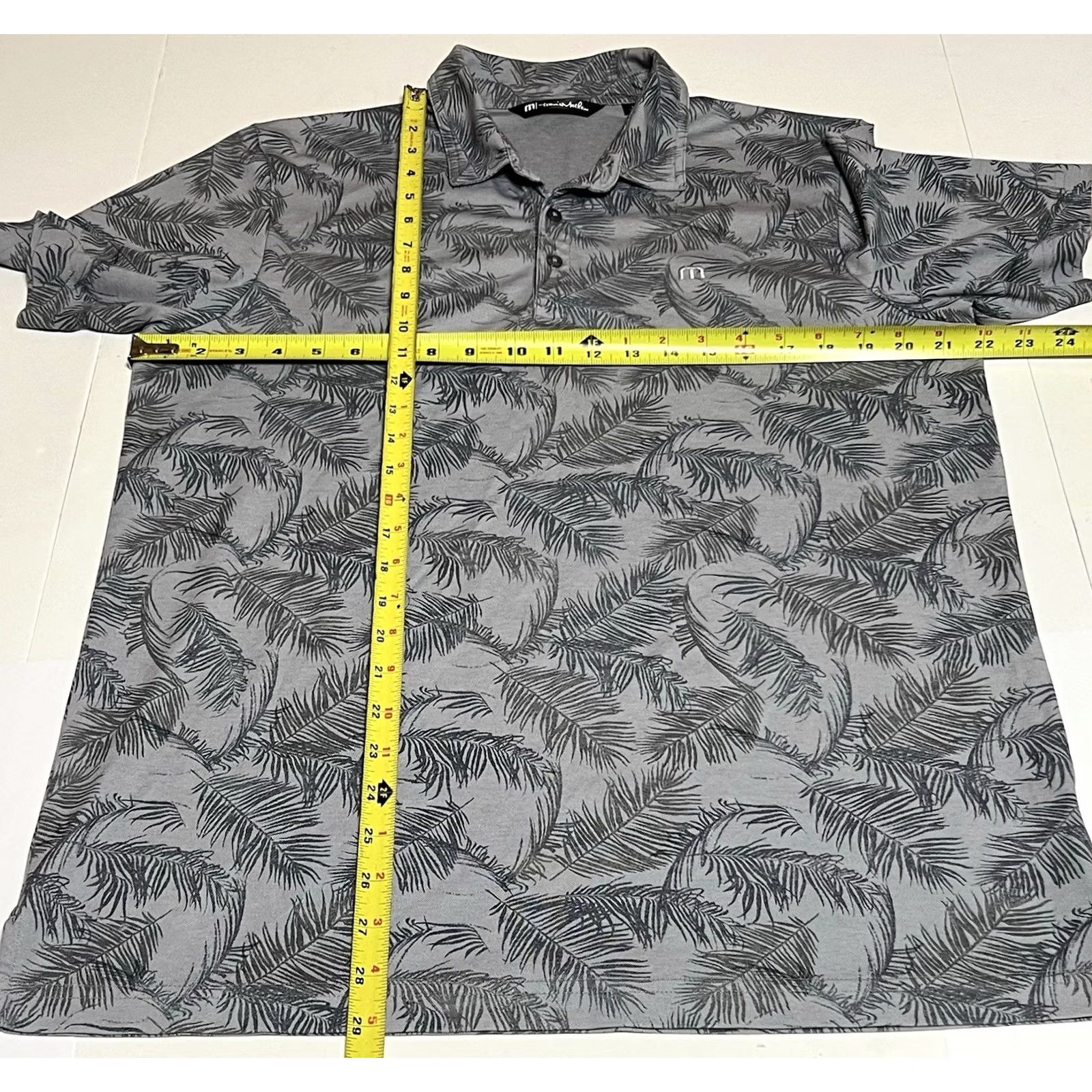 TravisMathew Travis Mathew Polo Shirt Mens L Gray Floral Stretch Golf Performance Size US L / EU 52-54 / 3 - 4 Thumbnail