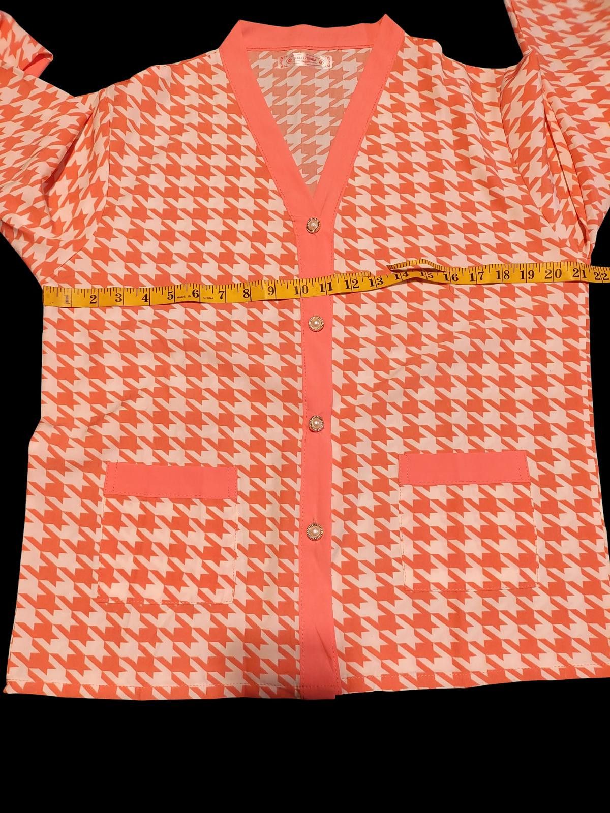 Unknown London Women's Peach Houndstooth Pajama Set Size XXL Top & Size 4 P Size ONE SIZE - 7 Thumbnail