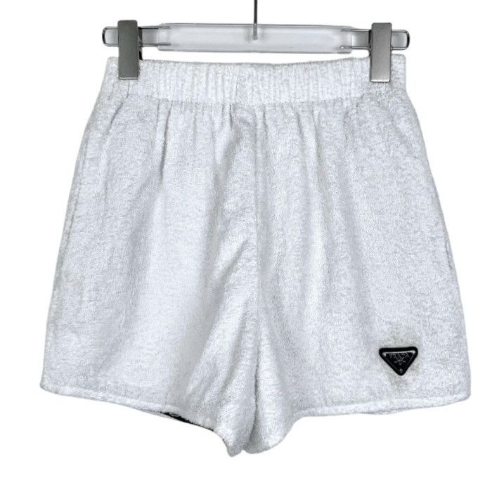Prada Prada 21SS White Terry Cotton Casual Shorts K26WX Size 26" / US 2 / IT 38 - 1 Thumbnail