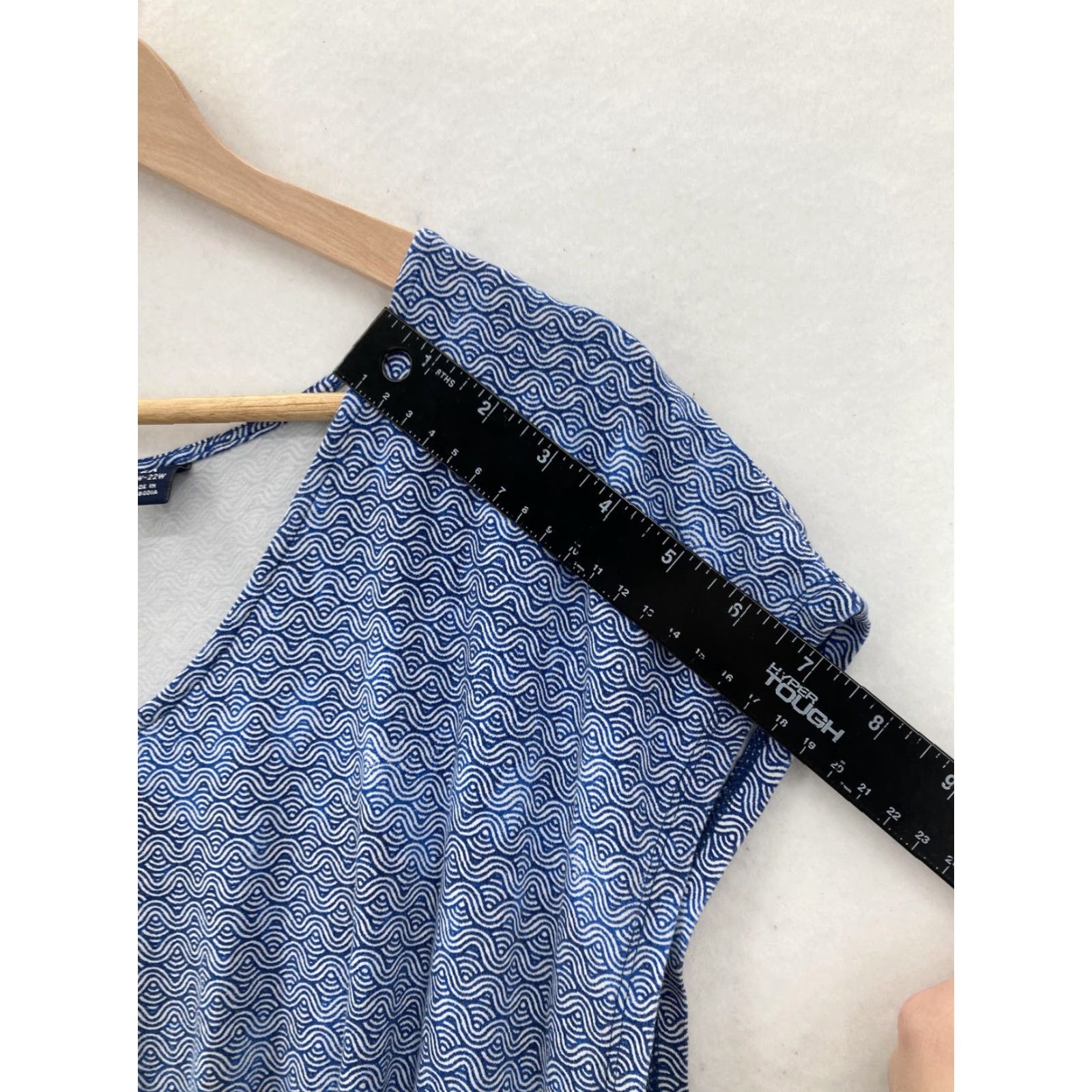 Lands' End Lands' End Dress Womens 2X Blue Wave Print Knot Front Scoop Neck Stretch A-Line Size XXL / US 16-18 / IT 52-54 - 7 Thumbnail