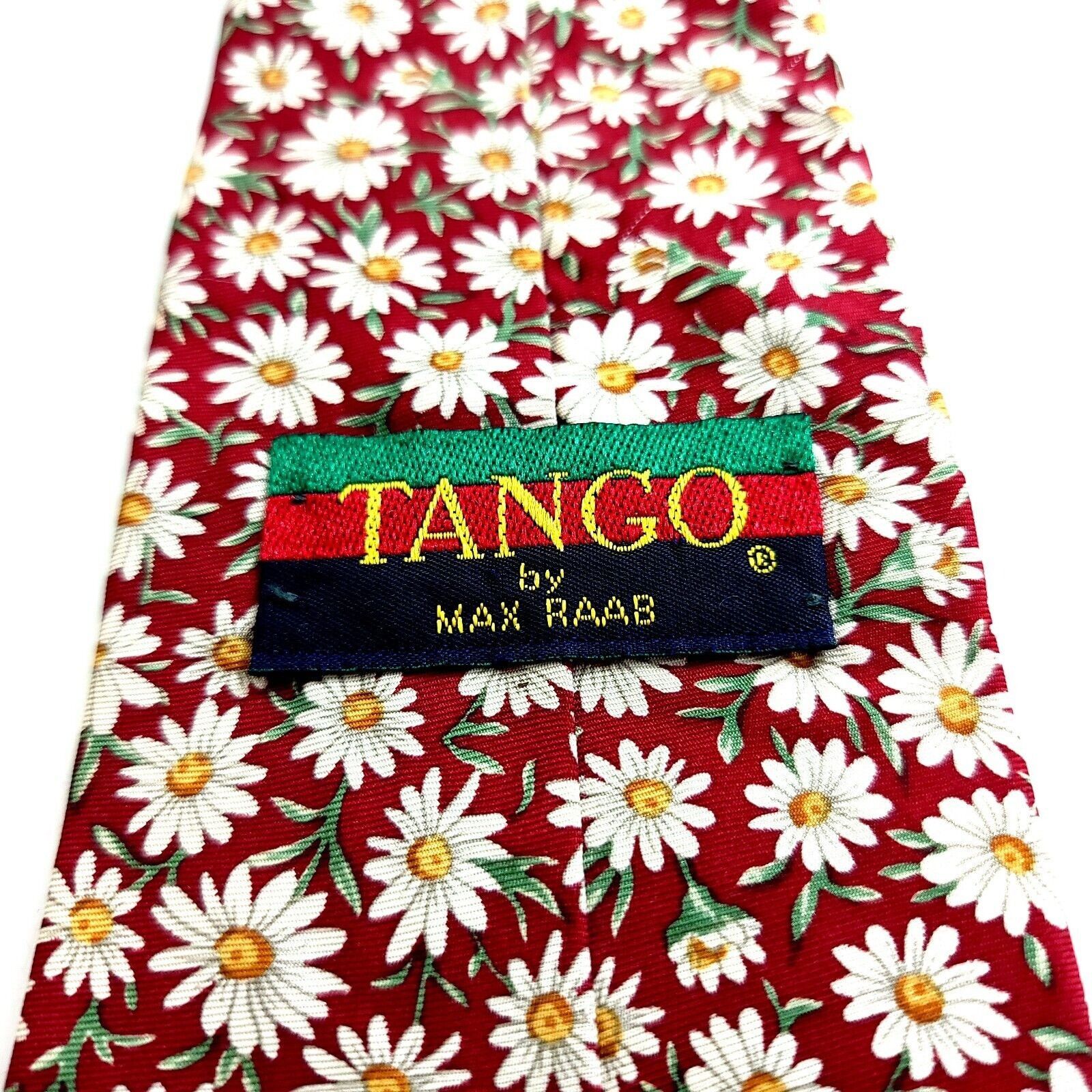 Designer Tango Max Raab Red Floral Print Short Wide Silk Tie Size ONE SIZE - 3 Thumbnail