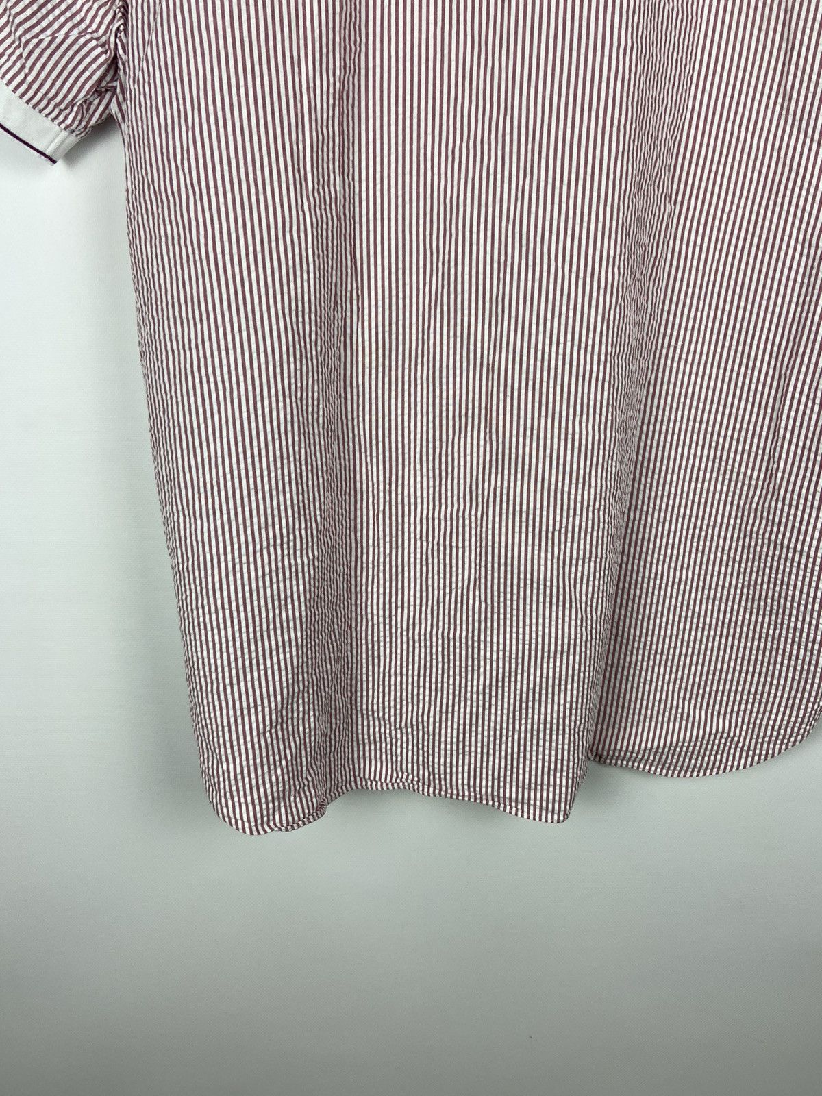 Brioni × Designer Brioni Striped Mens Shirt White Pink Short Sleeve Luxury Size US XL / EU 56 / 4 - 17 Thumbnail