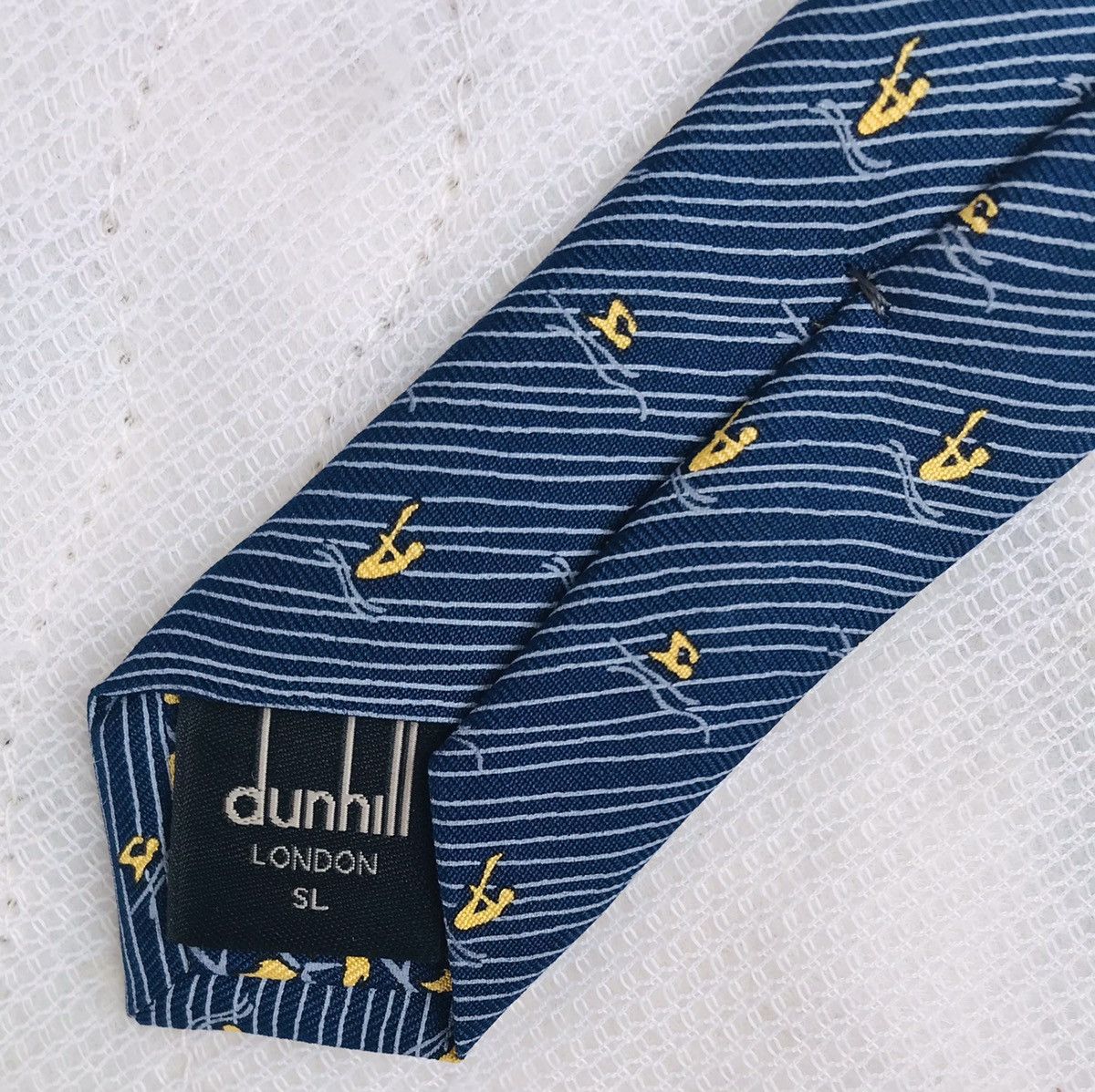 Alfred Dunhill Dunhill Blue Yellow Geometric TIE Blue 100% SILK NECKTIE Size ONE SIZE - 6 Thumbnail