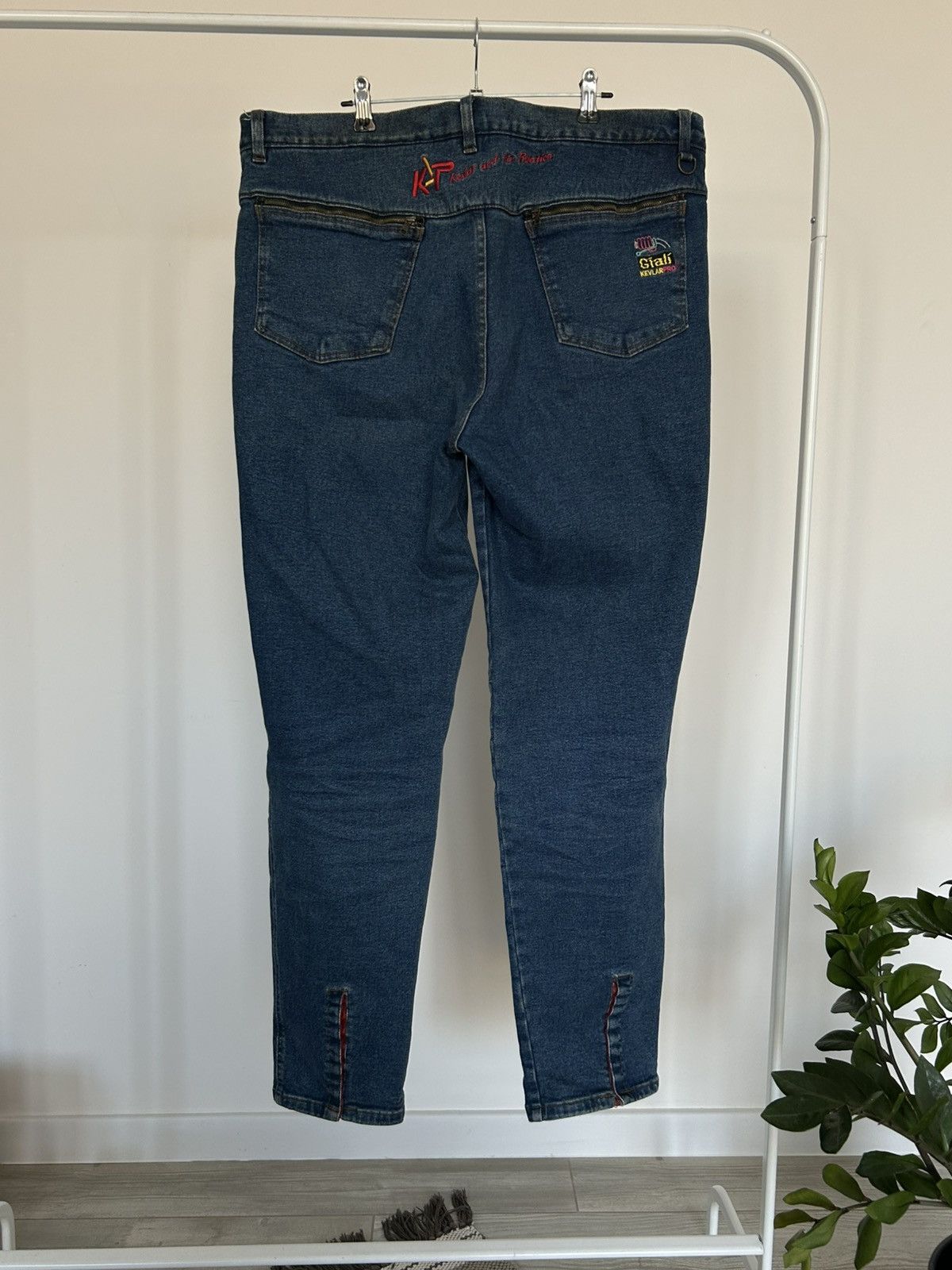 Vintage 90s Giali Motorcycle Padded Denim Jeans Biker Racing