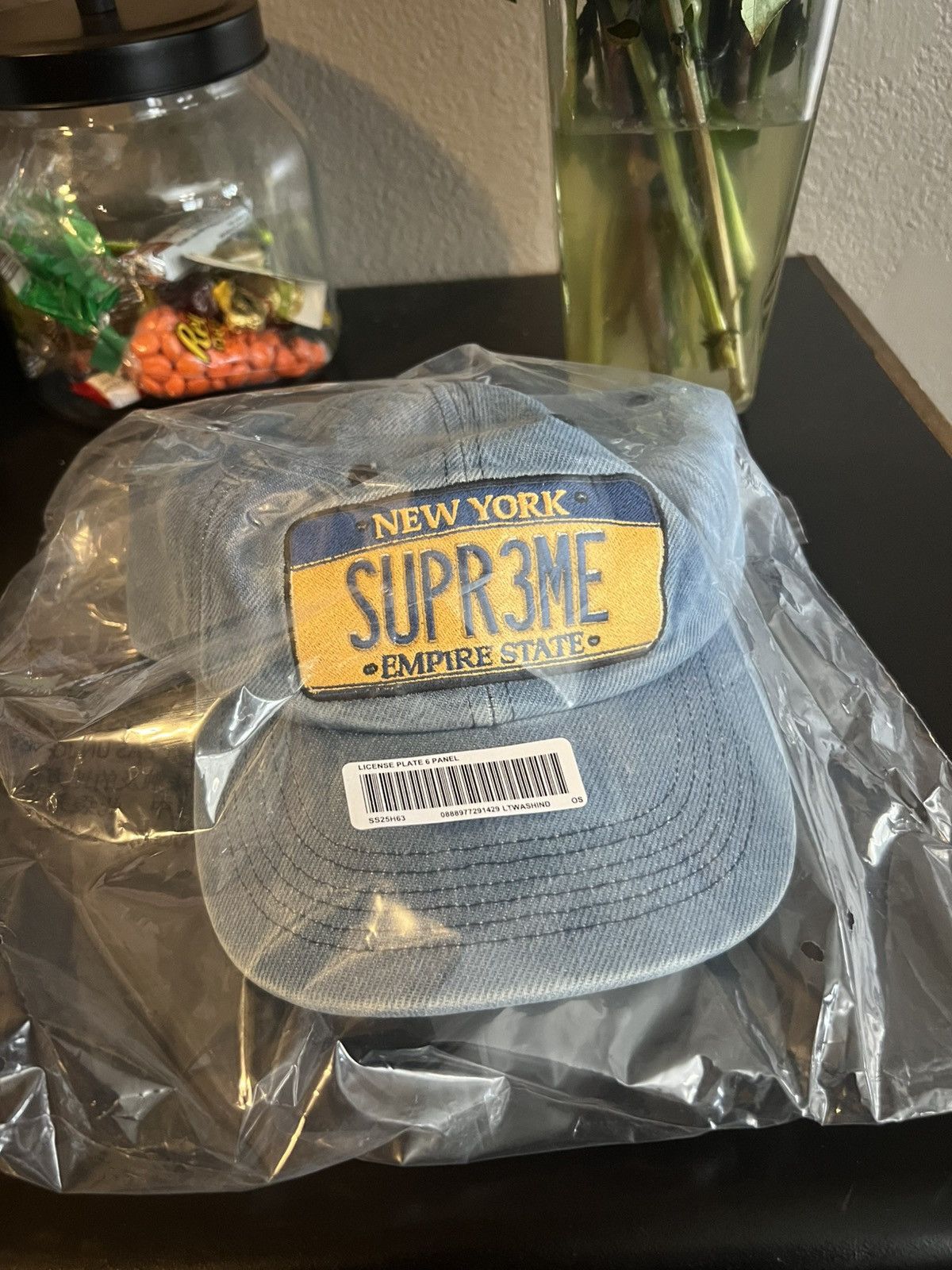 Supreme license plate 6-panel denim hat