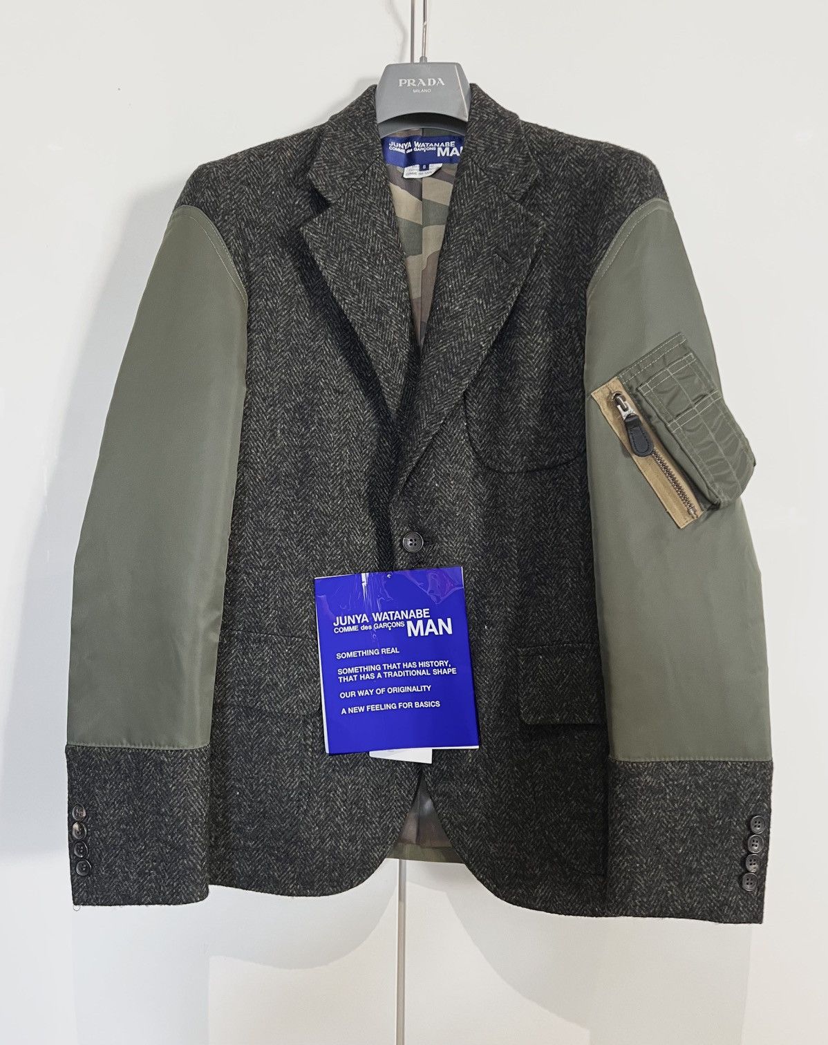 Junya Watanabe MAN Nylon MA-1 Sleeve Tweed Blazer