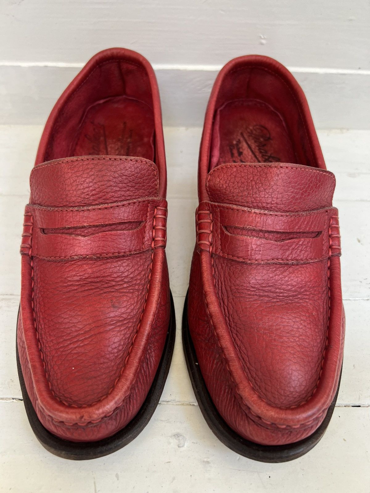 Paraboot Paraboot Veritable Mocassin Red Leather Boat Shoe Size US 7 / IT 37 - 2 Thumbnail