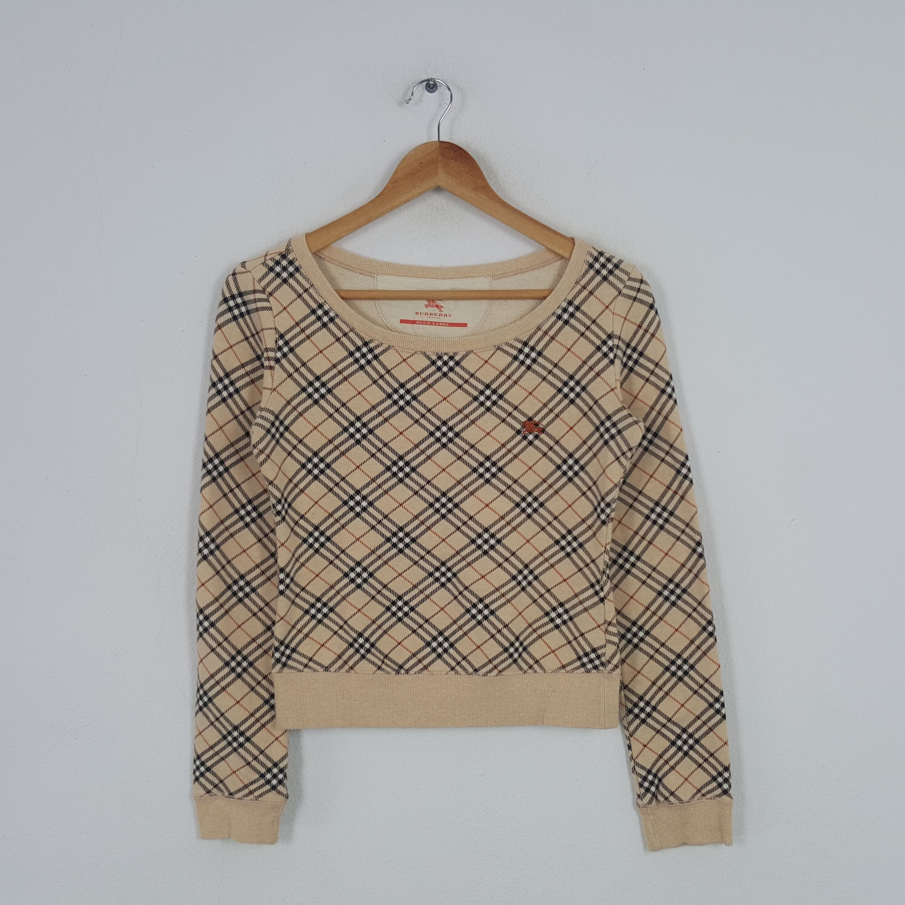 Burberry × Vintage Vintage Burberry London Nova Check Crop Sweatshirt Size XS / US 0-2 / IT 36-38 - 1 Thumbnail