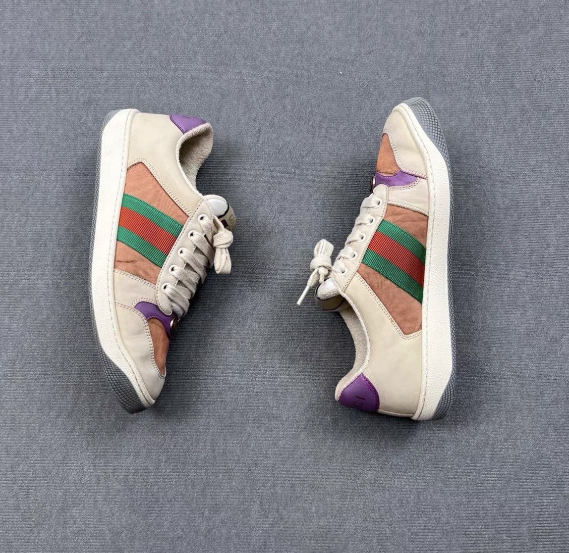 Gucci Gucci Screener GG Enamel Purple Accent Distressed Sneakers Size US 8 / IT 38 - 5 Thumbnail