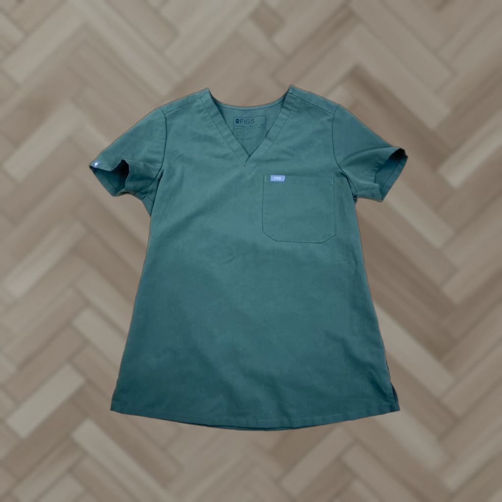 Vintage FIGS Scrub Top Womens 2XS Catarina Slim Green Gray Hospital Medical Medical Solid Shirt Women 2XS Size XXS / US 00 / IT 34 - 1 Thumbnail
