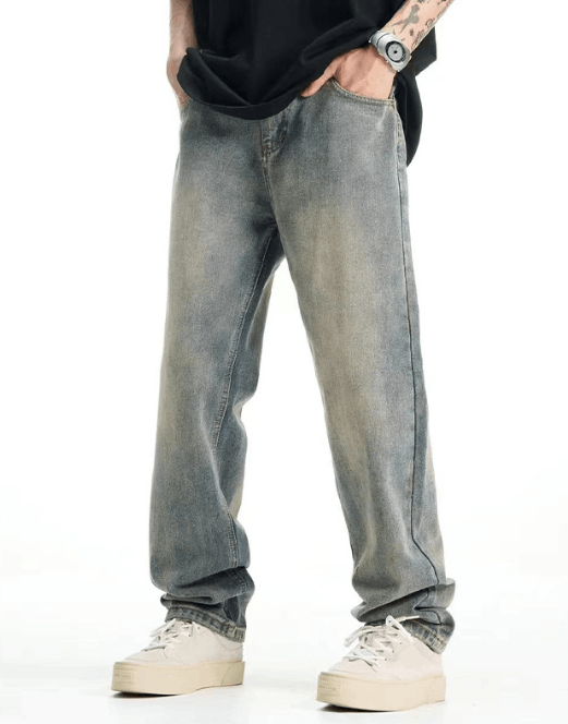 Japanese Brand American casual men's straight loose distressed jeans y2k Size US 32 / EU 48 - 2 Thumbnail
